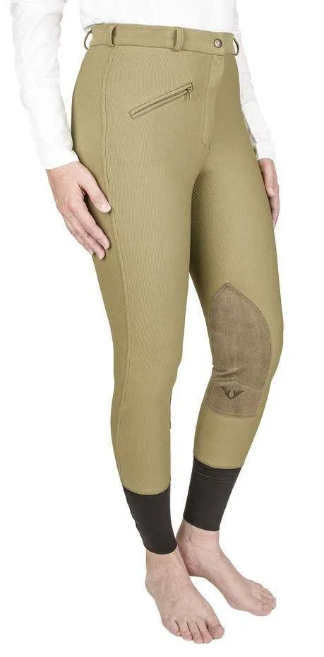 TuffRider Ladies Ribb Knee Patch Breeches, Light Tan / 34