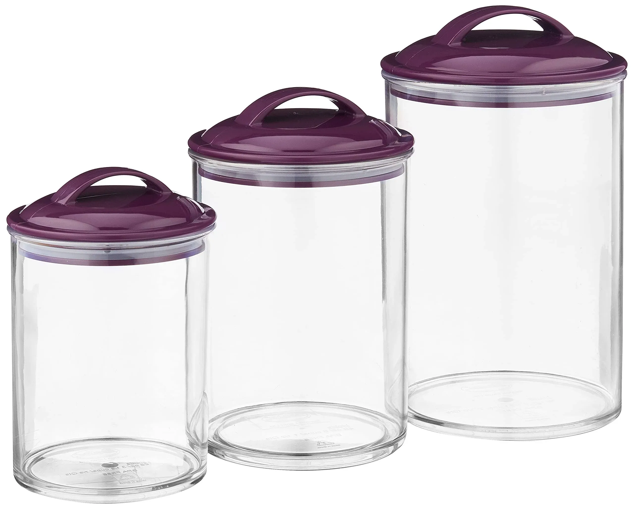 Calypso Basics Acrylic Canister - Set of 3 Plum