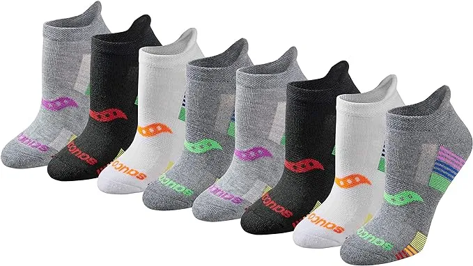 Saucony Women's RunDry Performance Heel Tab Athletic Socks, Available in S-L (8, 16, 24 Pairs)