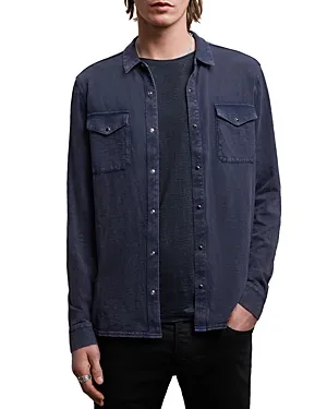 Arvon Long-sleeve Western Chambray Shirt In Pacific Blue