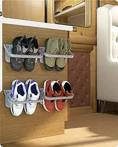 Baffect Hanging Shoe Organizer 4 pieces,Shoe Holder Foldable Wall Mounted Shoe Rack Hanging Shelf for Shoes Storage Rack Wall Shelf for Shoes (Gray)