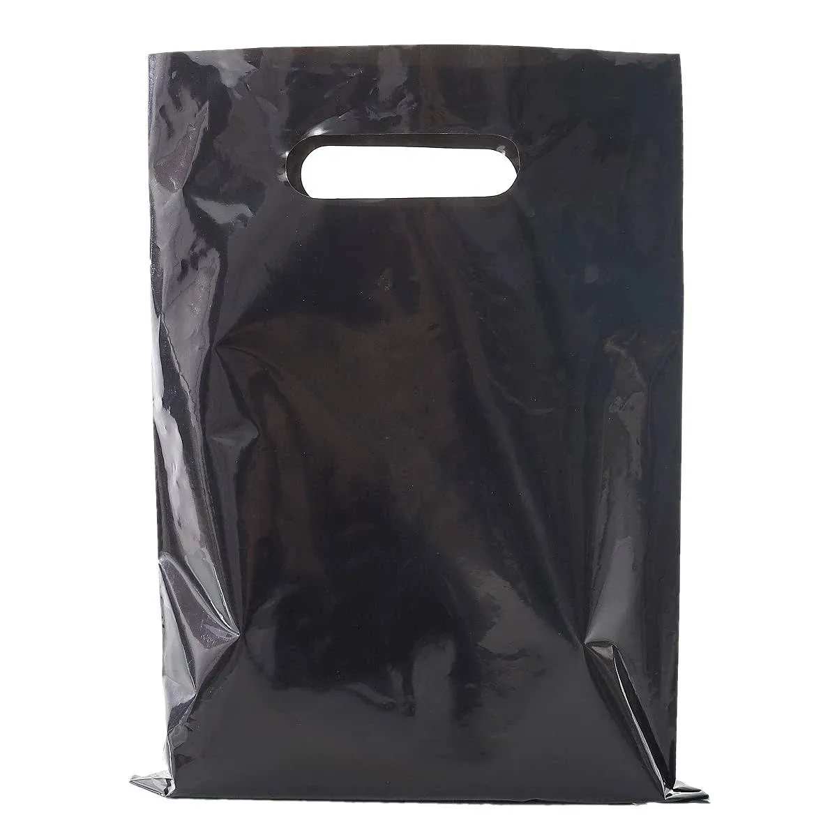 100 Pcs Plastic Shopping Bags Business Merchandise Bags with Die Cut Handles