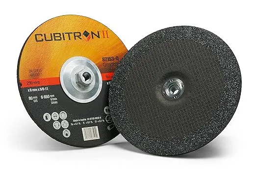 Cubitron II Depressed Center Grinding Wheel - Type 27 Premium Metal Grinding Wheel - Quick Change Threaded Hub - For Angle Grinders - 9' x .25' x 5/8-11 Thread - 87153