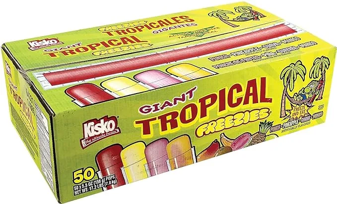 Kisko Giant Tropical Freezies 5.5 oz, 50 Count