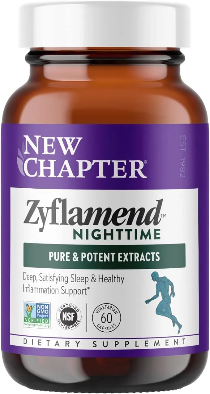 New Chapter Sleep Aid – Zyflamend Nighttime for Sleep Support with Turmeric + Valerian Root + Lemon Balm + Holy Basil, Vegetarian Capsules, 60 Count