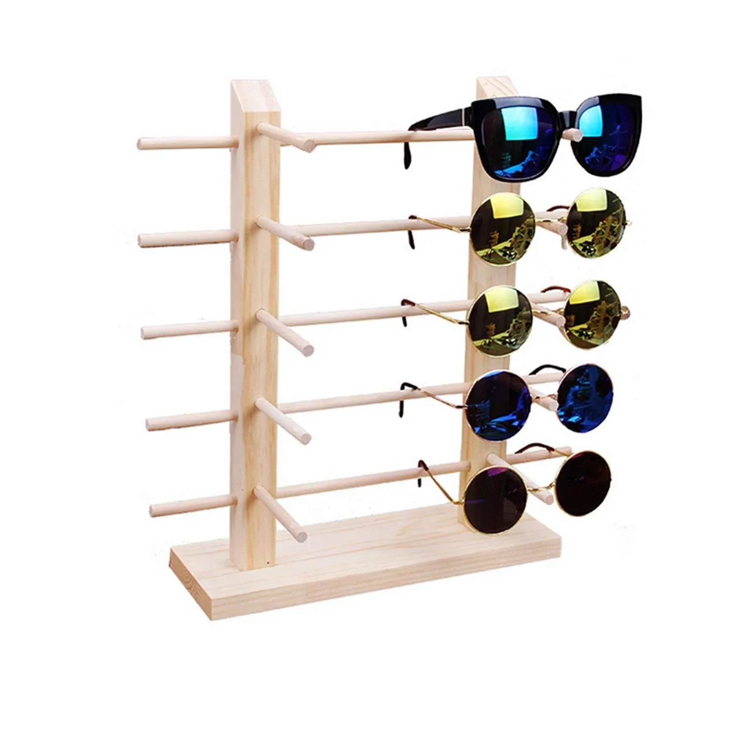 Tang Song Solid Wood Glass Display Holder Sunglass Display Holder Wood Glass Display Rack Double Linen Glass Showcase