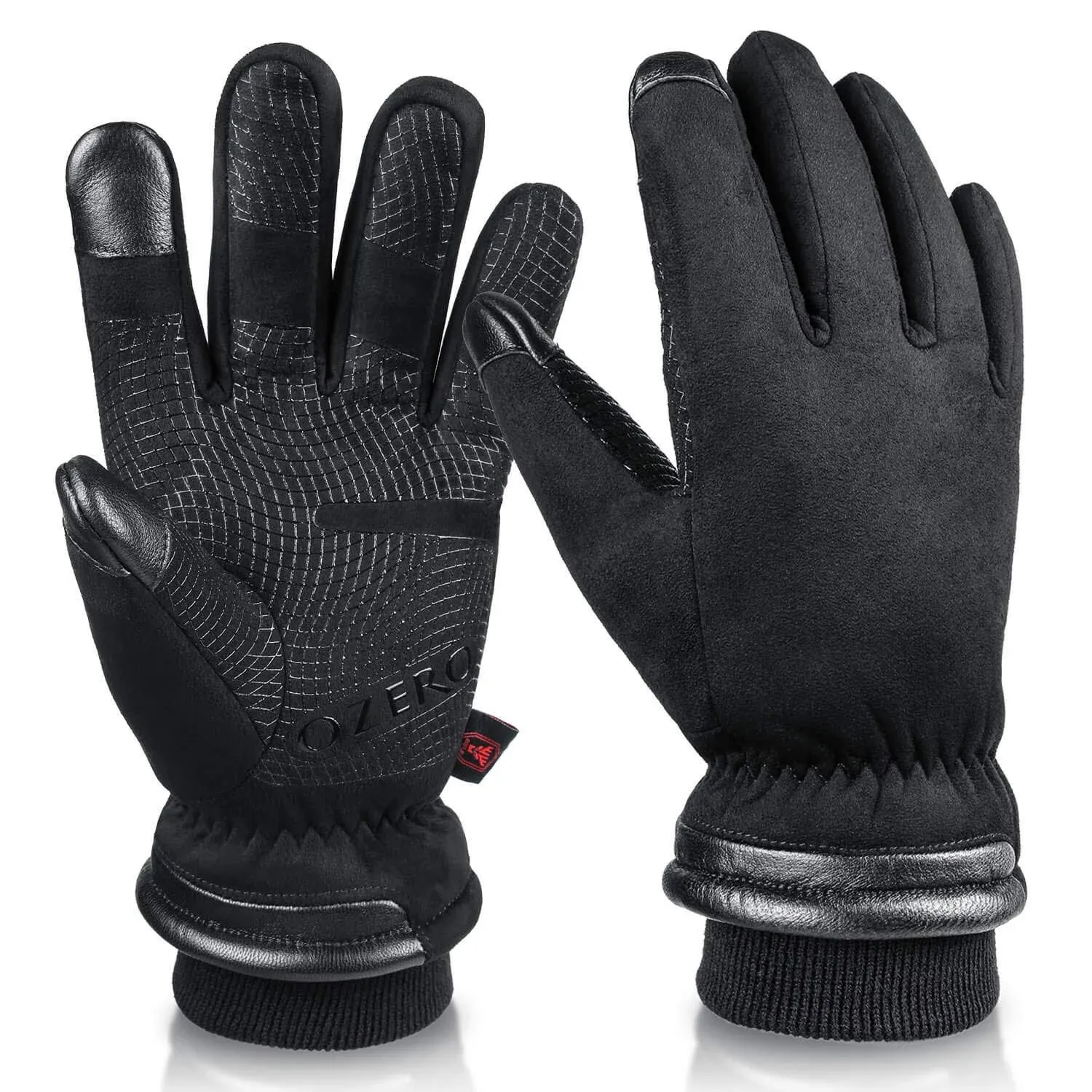 OZERO Waterproof Winter Gloves Men Women -30 ℉ Cold Proof Touchscreen Anti Slip Silicon Palm - Heated Glove Thermal for Driving Cycling Motorcycle in Cold Weather Warmest Gifts for Dad