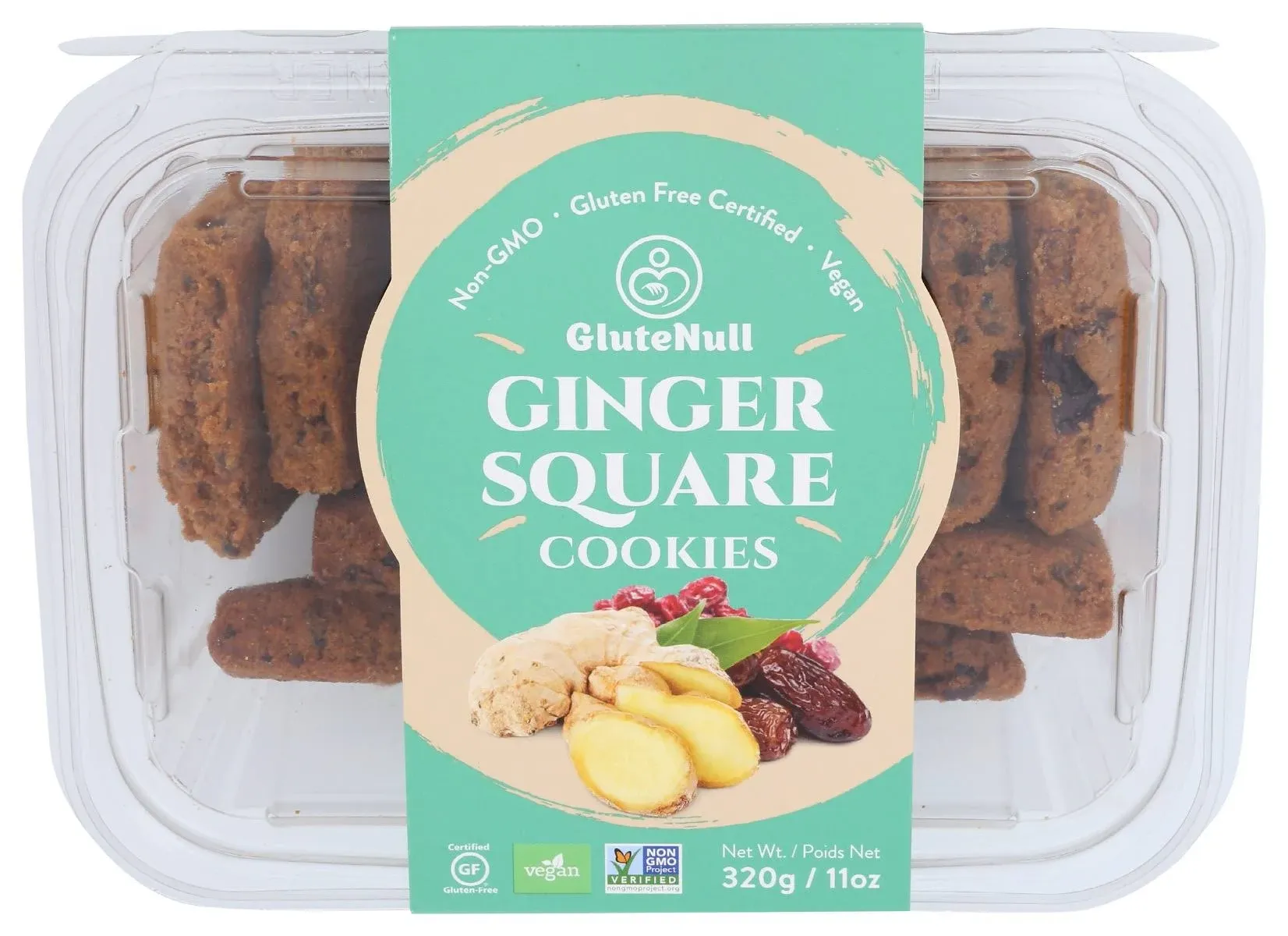 GLUTENULL: Ginger Square Cookies, 11 oz