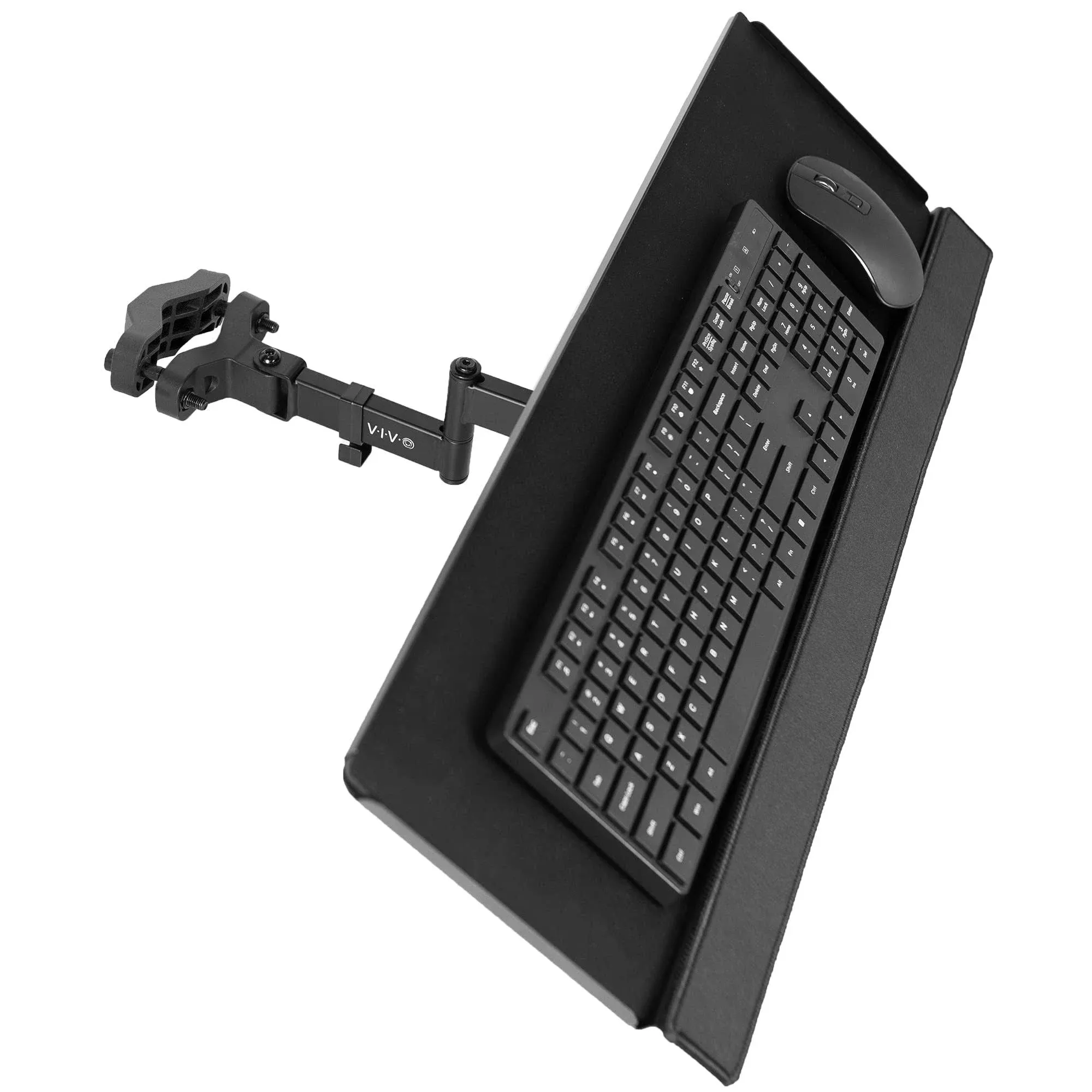 VIVO Universal 26 Inch Keyboard and Mouse Tray Pole Mount, 360 Degree Rotation, Neutral Writing Position, Black, Mount-POLEKB