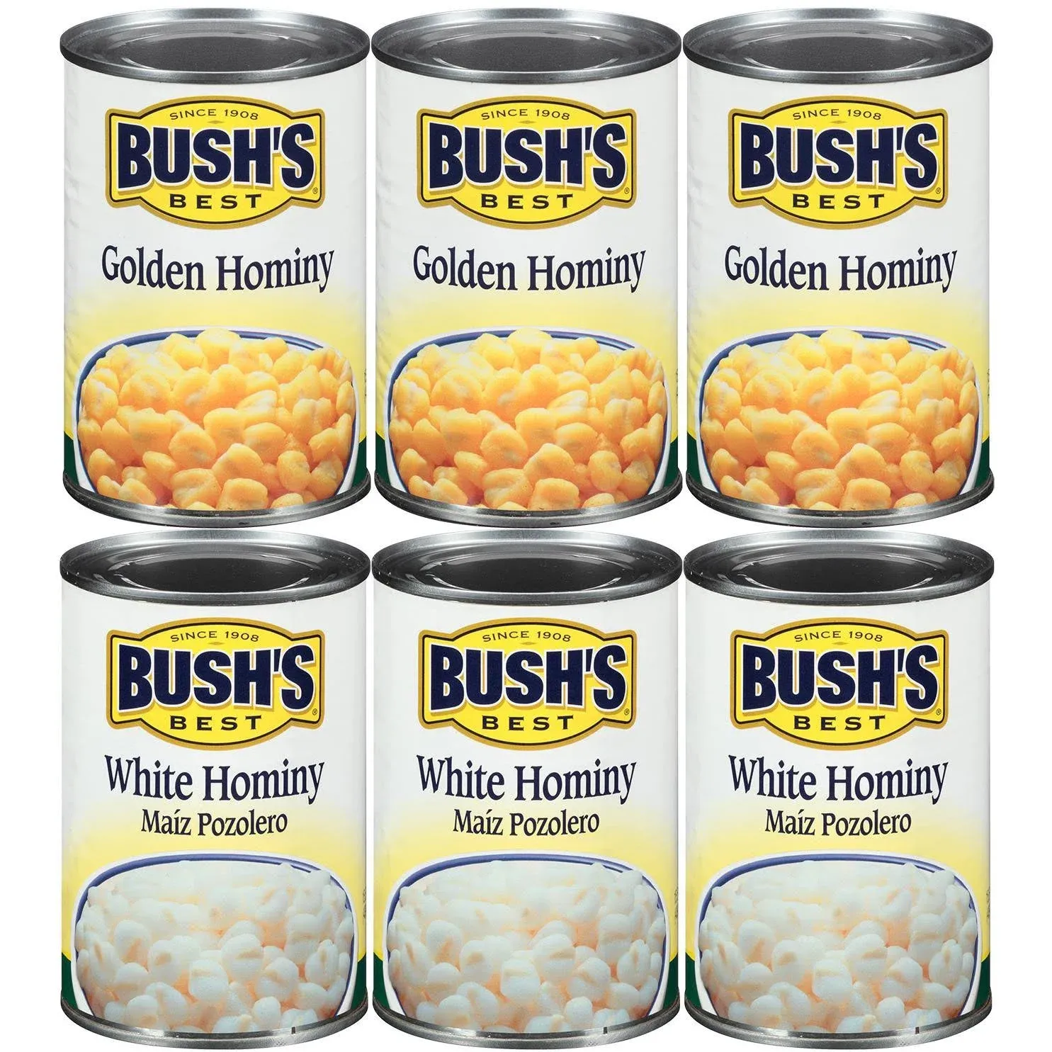 Bush's Best Baked Beans Variety Pack, 3 Golden Hominy Beans, 3 White Hominy Beans, 1 CT