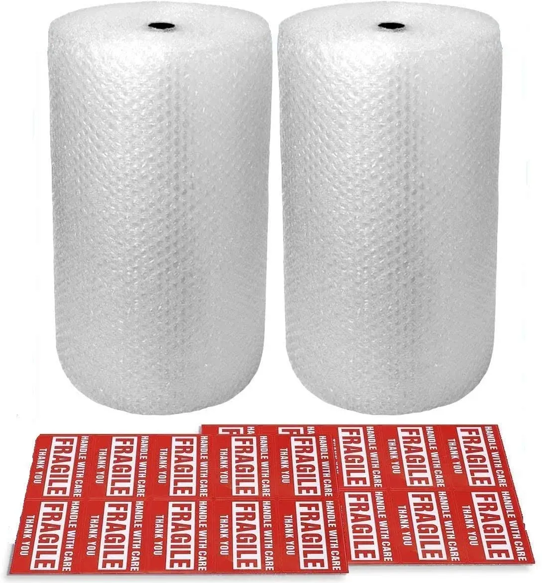 2-Pack Bubble Cushioning Nylon Wrap Rolls, 3/16 x 12 x 72 ft Total, Perforated