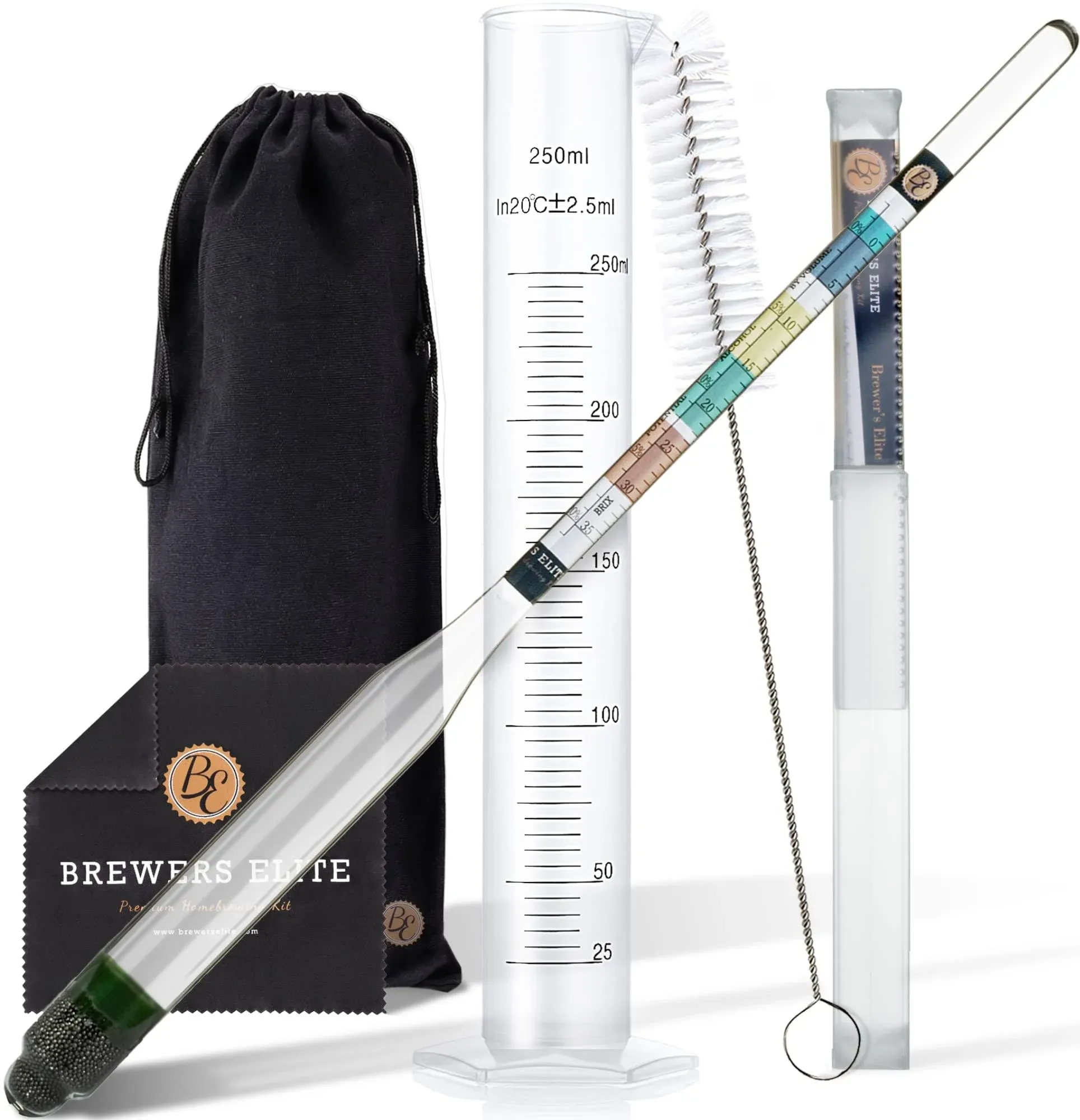 Brewer's Elite Hydrometer & Test Jar Combo Hardcase Cloth Triple