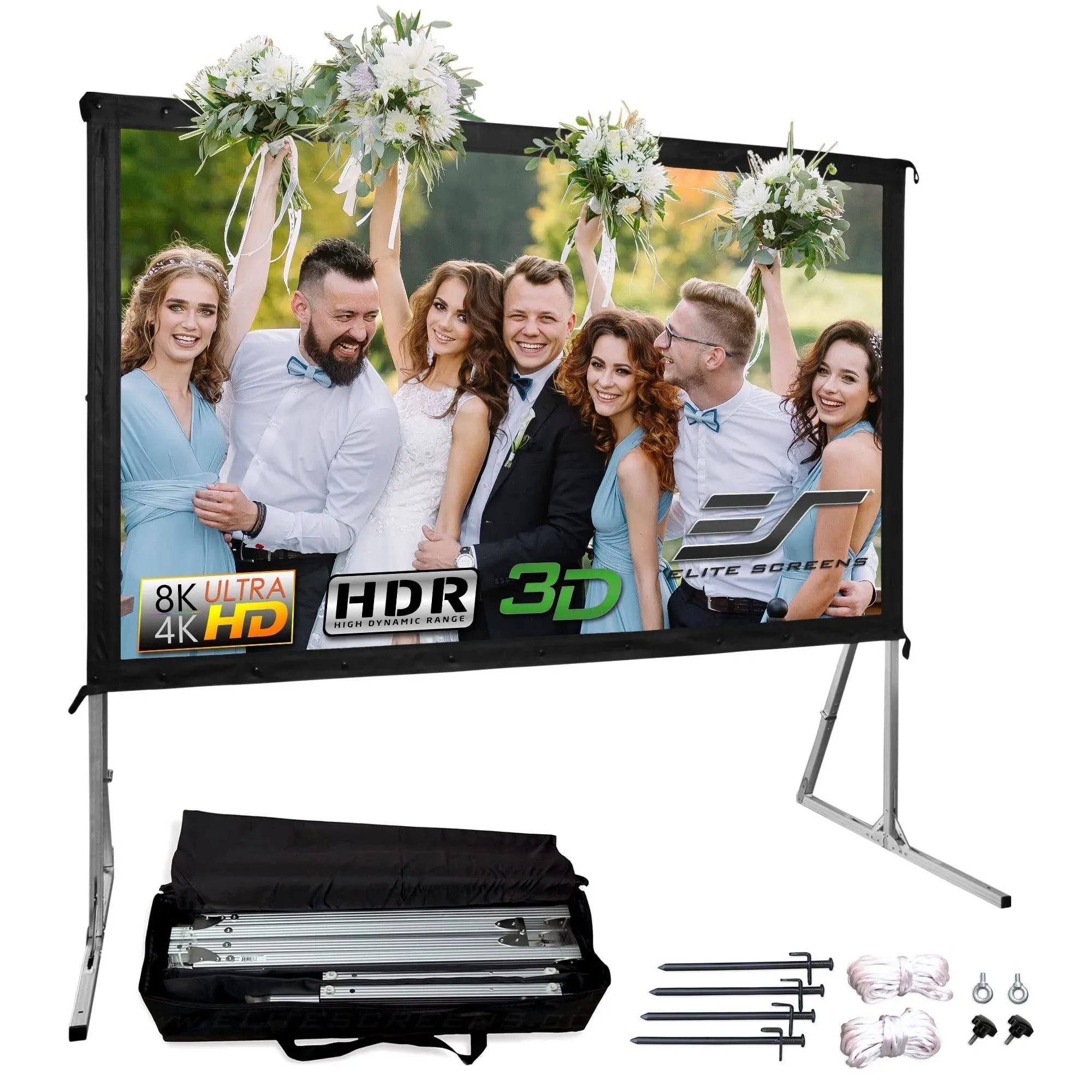 Elite Screens Yard Master 2, 120-inch Outdoor Portable Fast Folding Projector Screen w/Stand 16:9, 8K 4K Ultra HD 3D Movie Theater Cinema REAR Projection, OMS120HR3, US Based Company 2-YEAR WARRANTY