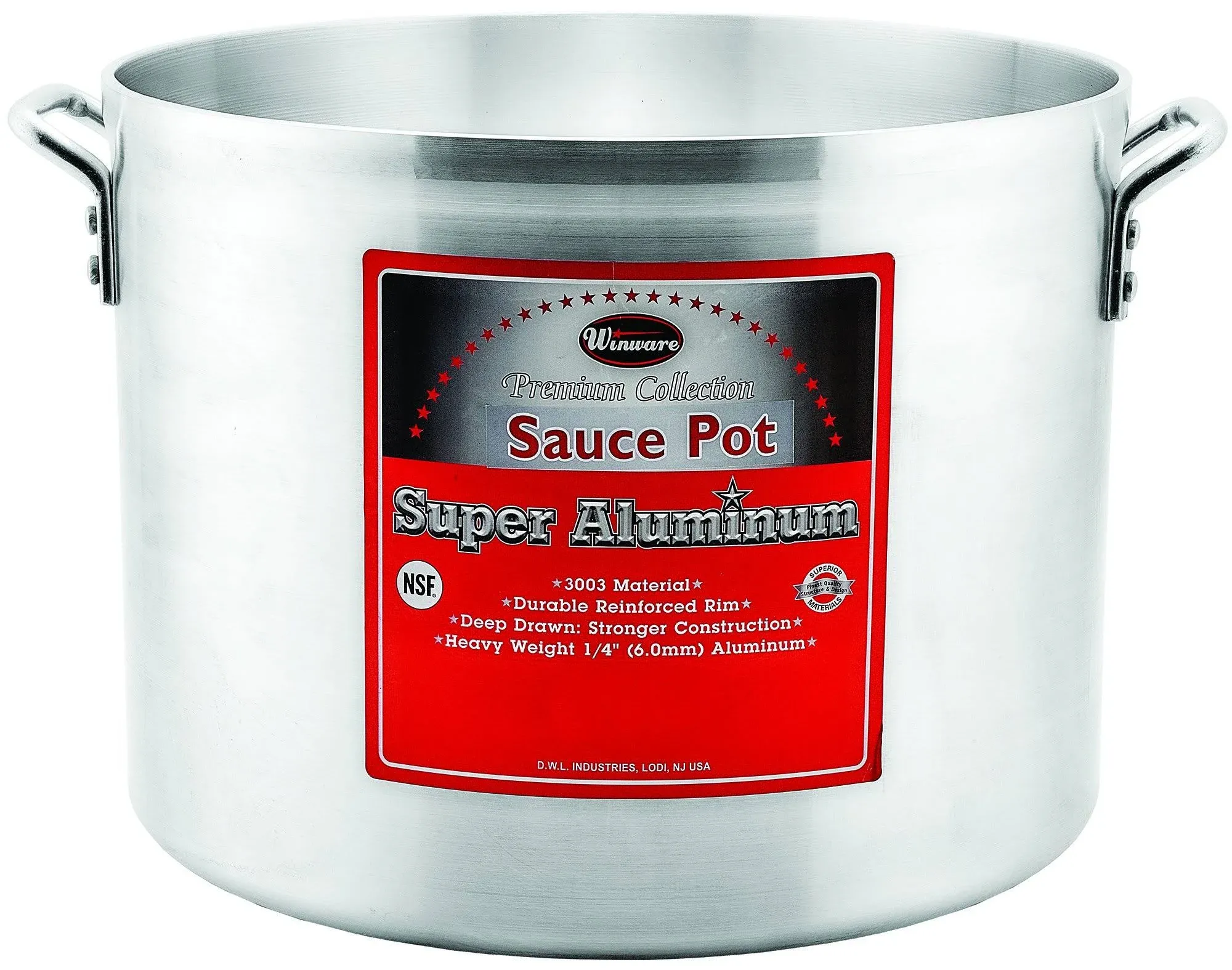 Winco USA Super Aluminum Sauce Pot, Extra Heavy Weight, 20 Quart, Aluminum