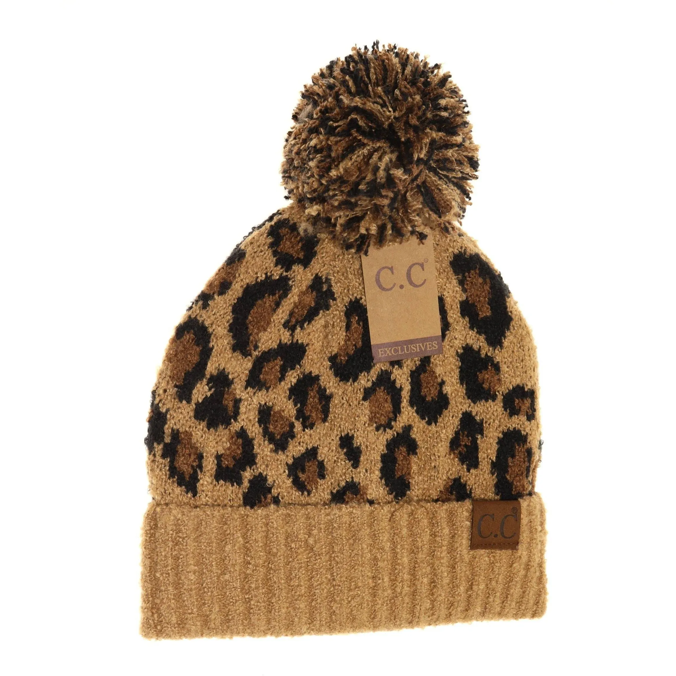 C.C Leopard Boucle Knit POM: Latte