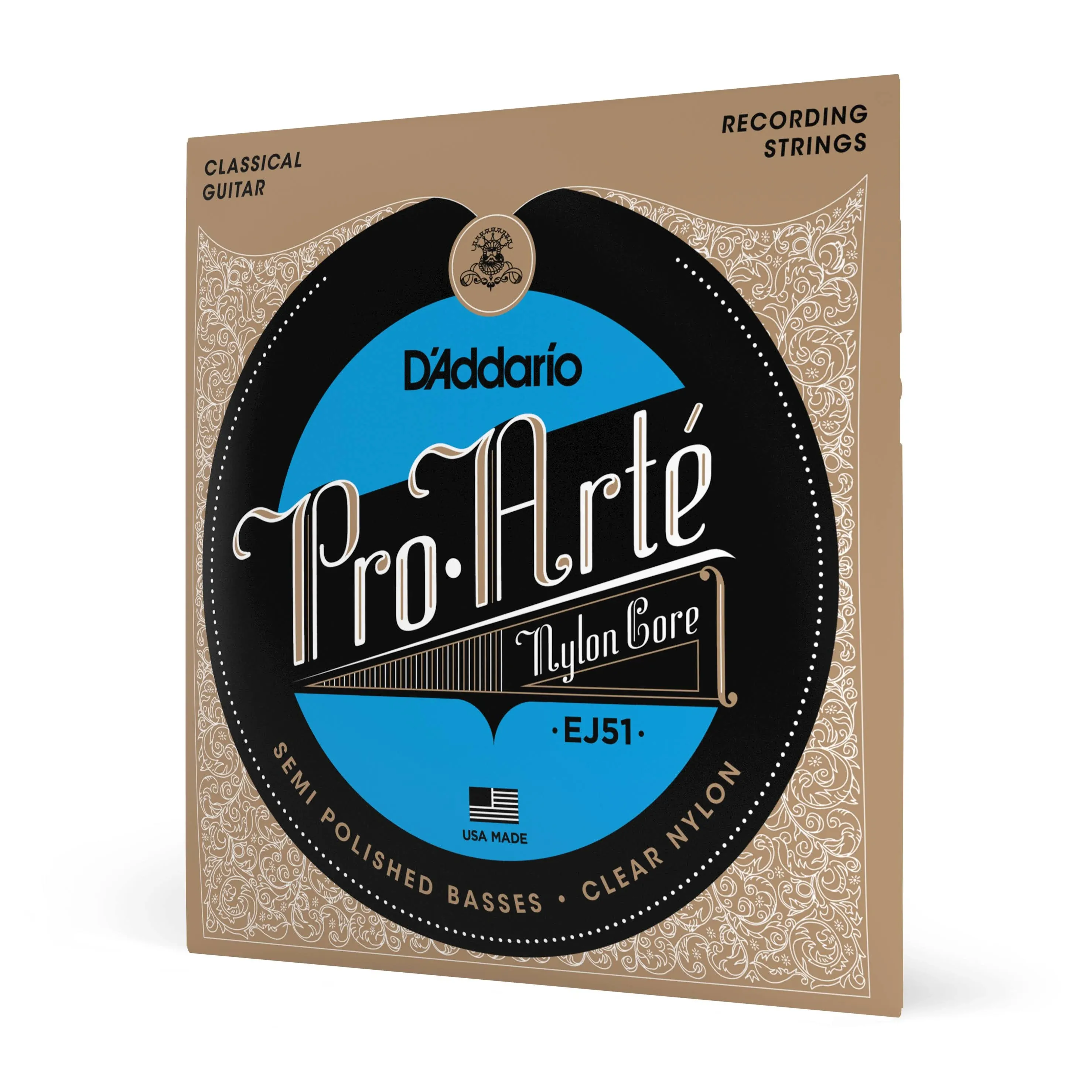 D'Addario EJ51 Pro-Arte Classical Guitar Strings, Polished Basses Hard Tension