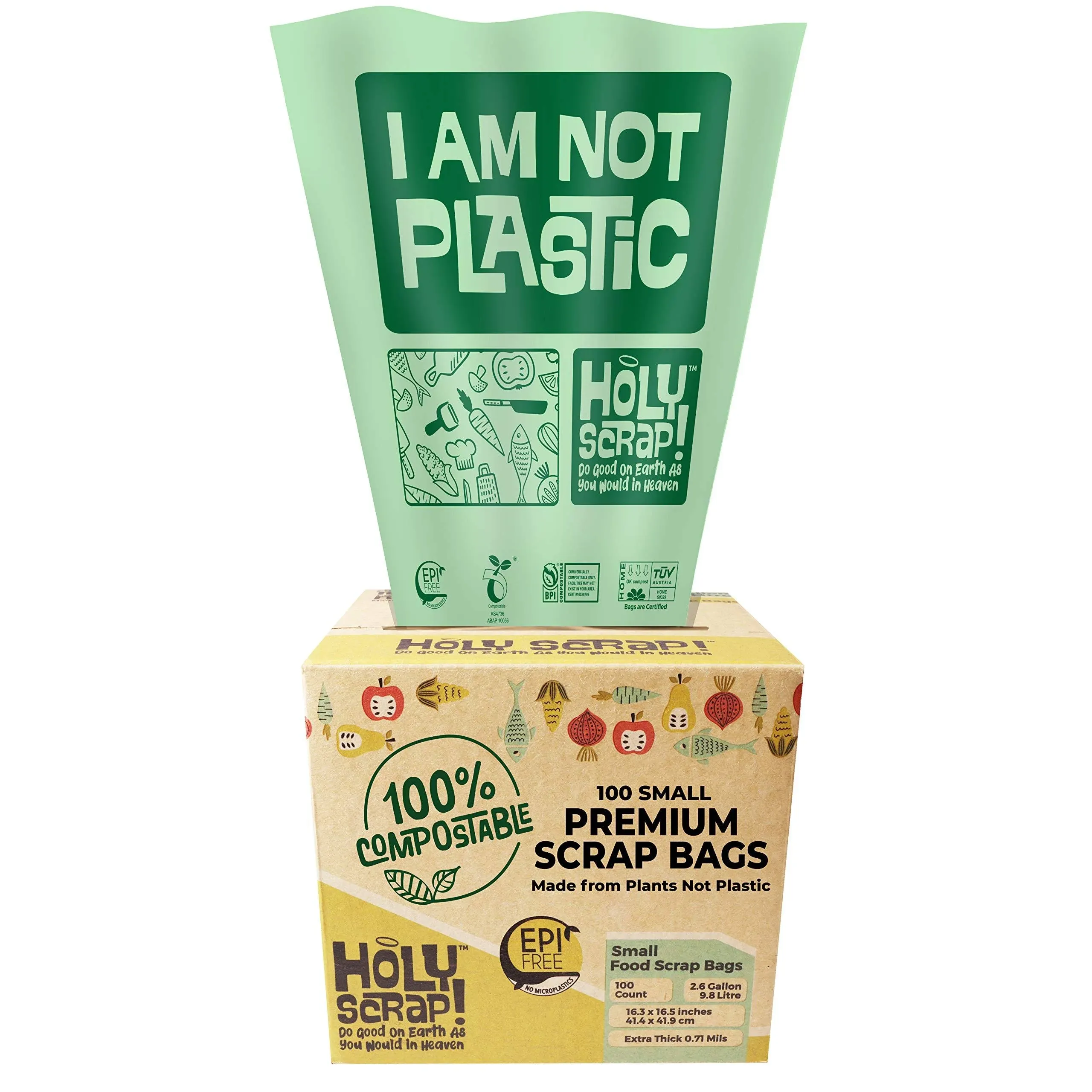 Small Compostable Trash Bags - 2.6 Gallon, 100 Pack, 100% Plastic-Free Decomposing Kitchen Food Waste Trash Can Bags & Liners, Thick Countertop Garbage, Bathroom & Bio Bin Bags