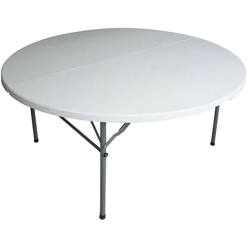 Plastic Development Group 5 Foot Fold in Half Round Folding Banquet Table, White