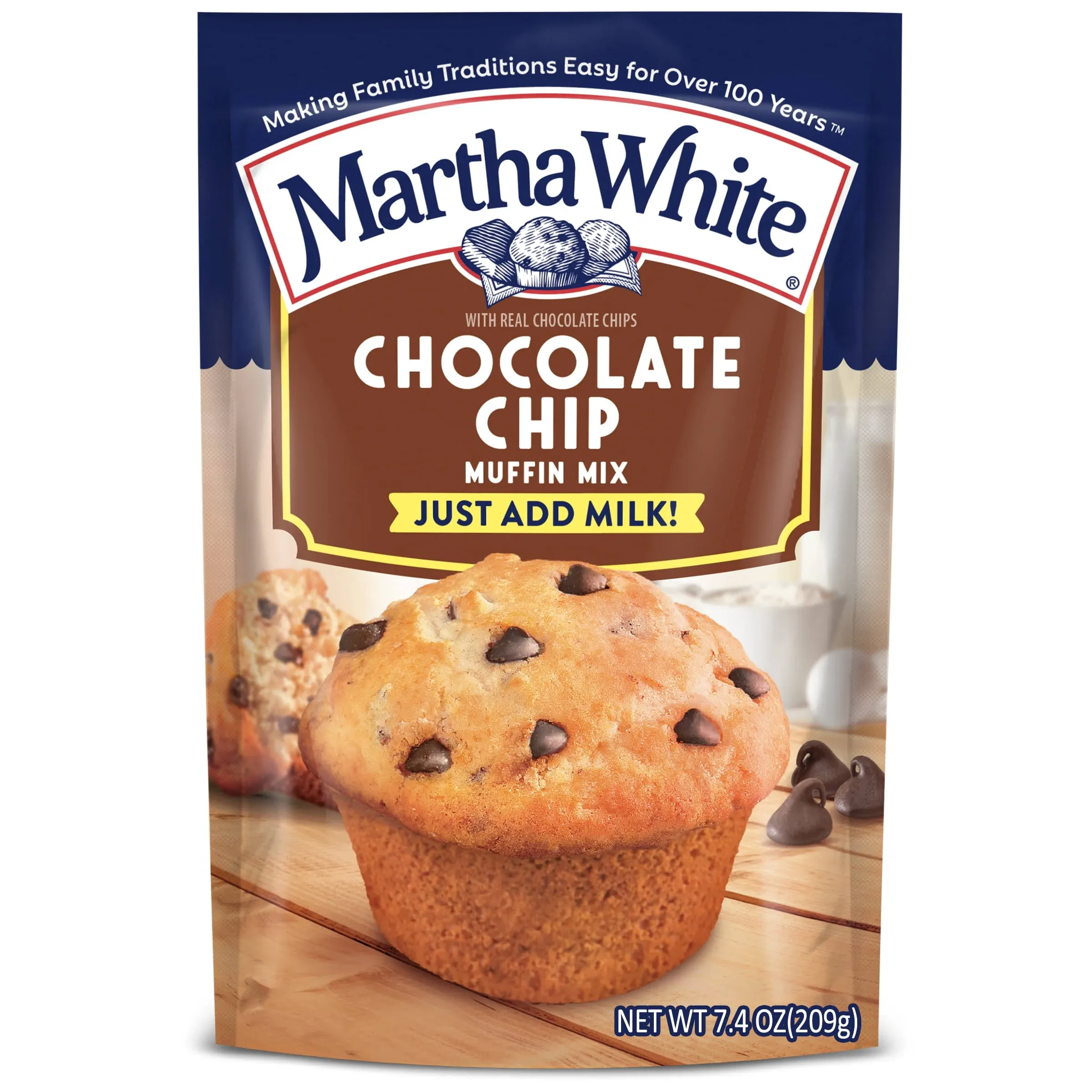 Martha White Muffin Mix, Chocolate Chip - 7.4 oz