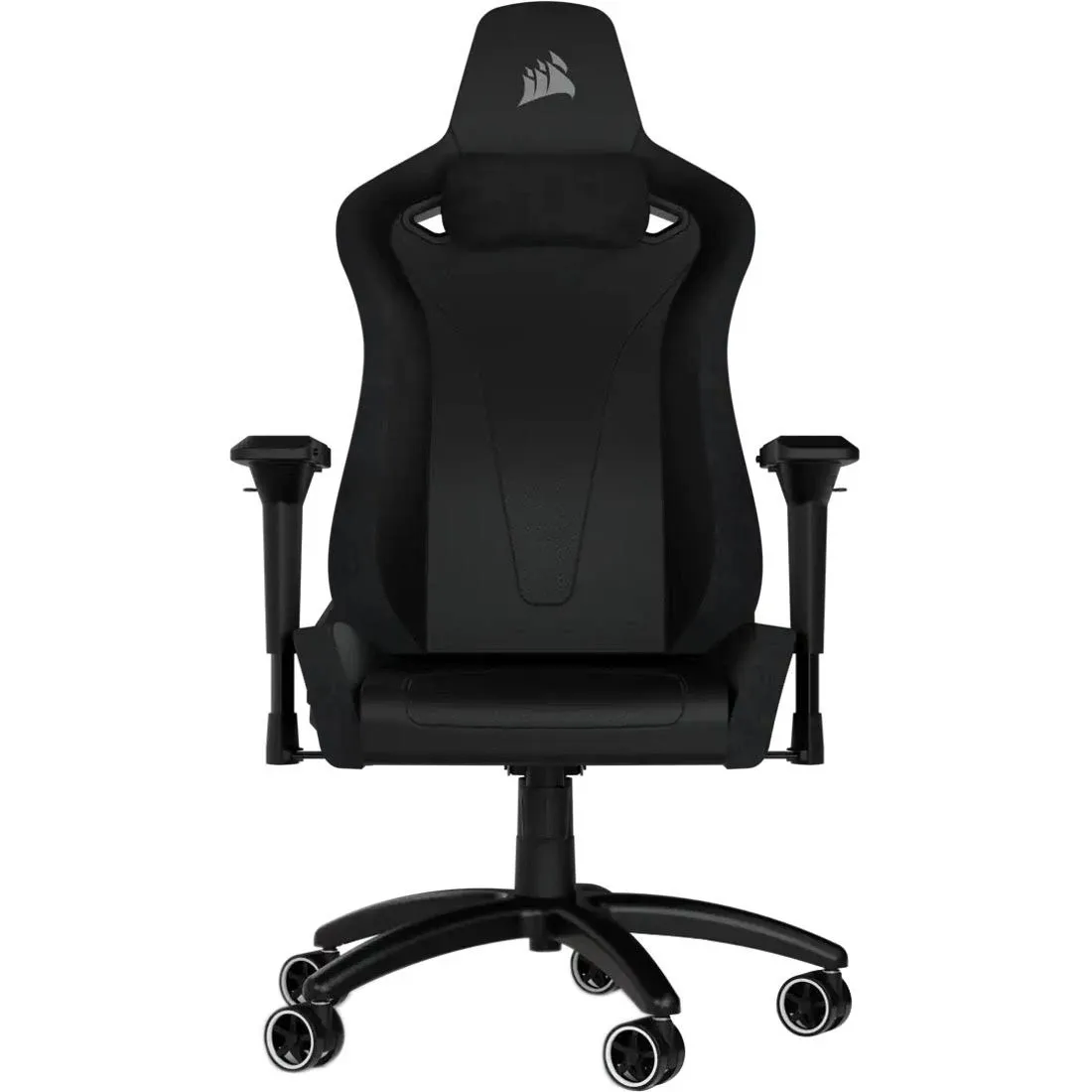 Corsair TC200 Leatherette Gaming Chair, Standard Fit (Long-Lasting Support, Plush Leatherette Exterior, Built-in Foam Lumbar Support, Adjustable 4D Armrests, Easy Assembly) Black