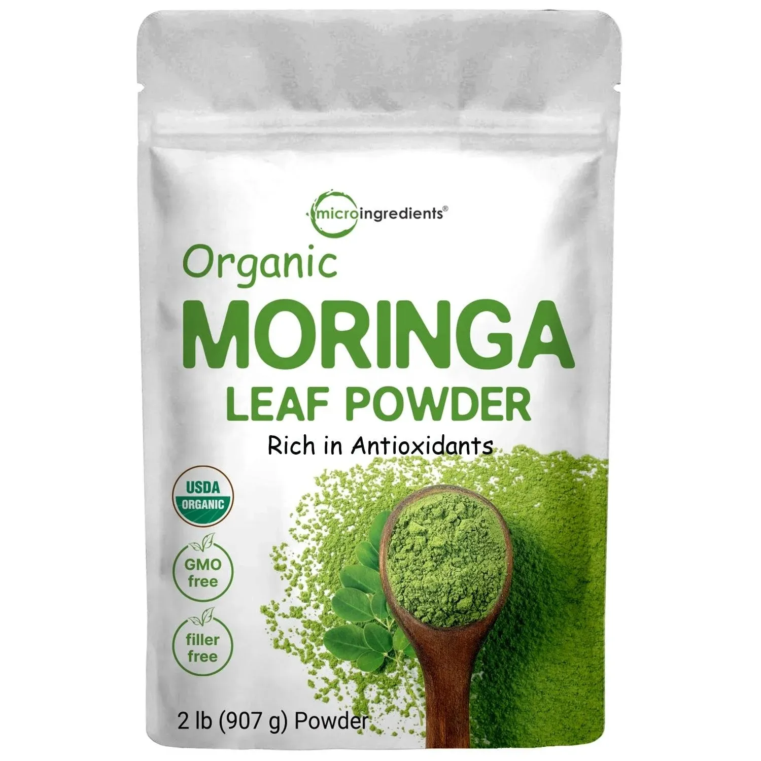 Moringa Powder Organic (Moringa Oleifera Leaf Powder), 2 Pounds