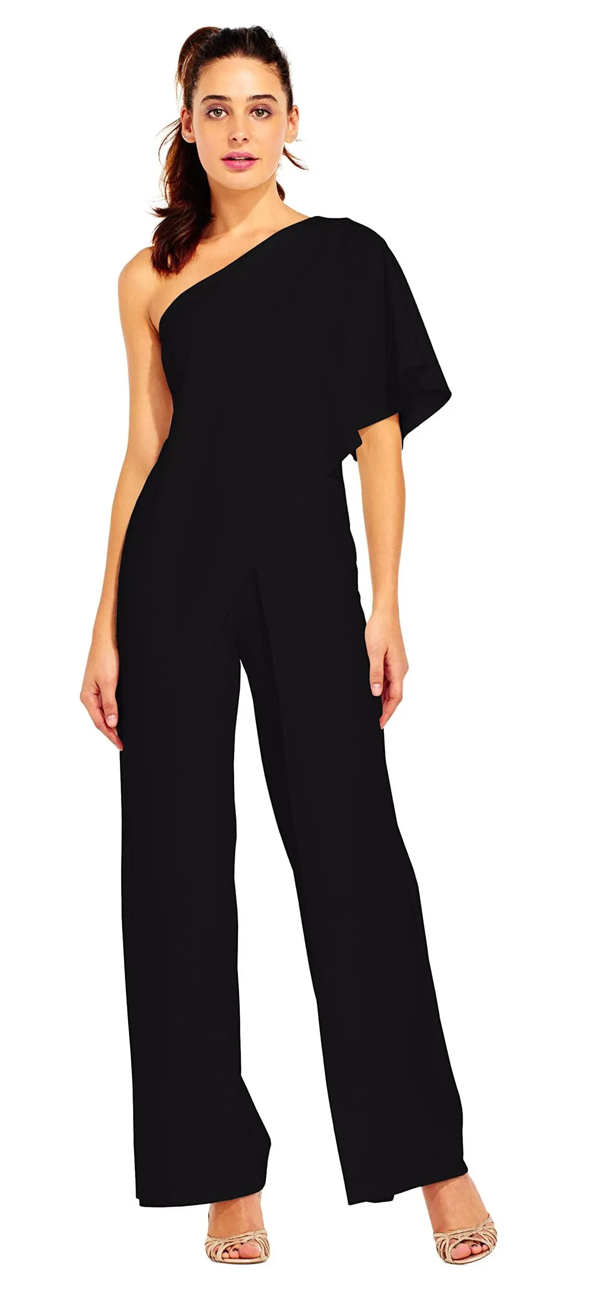 Adrianna Papell One-Shoulder Jumpsuit 8 / Black