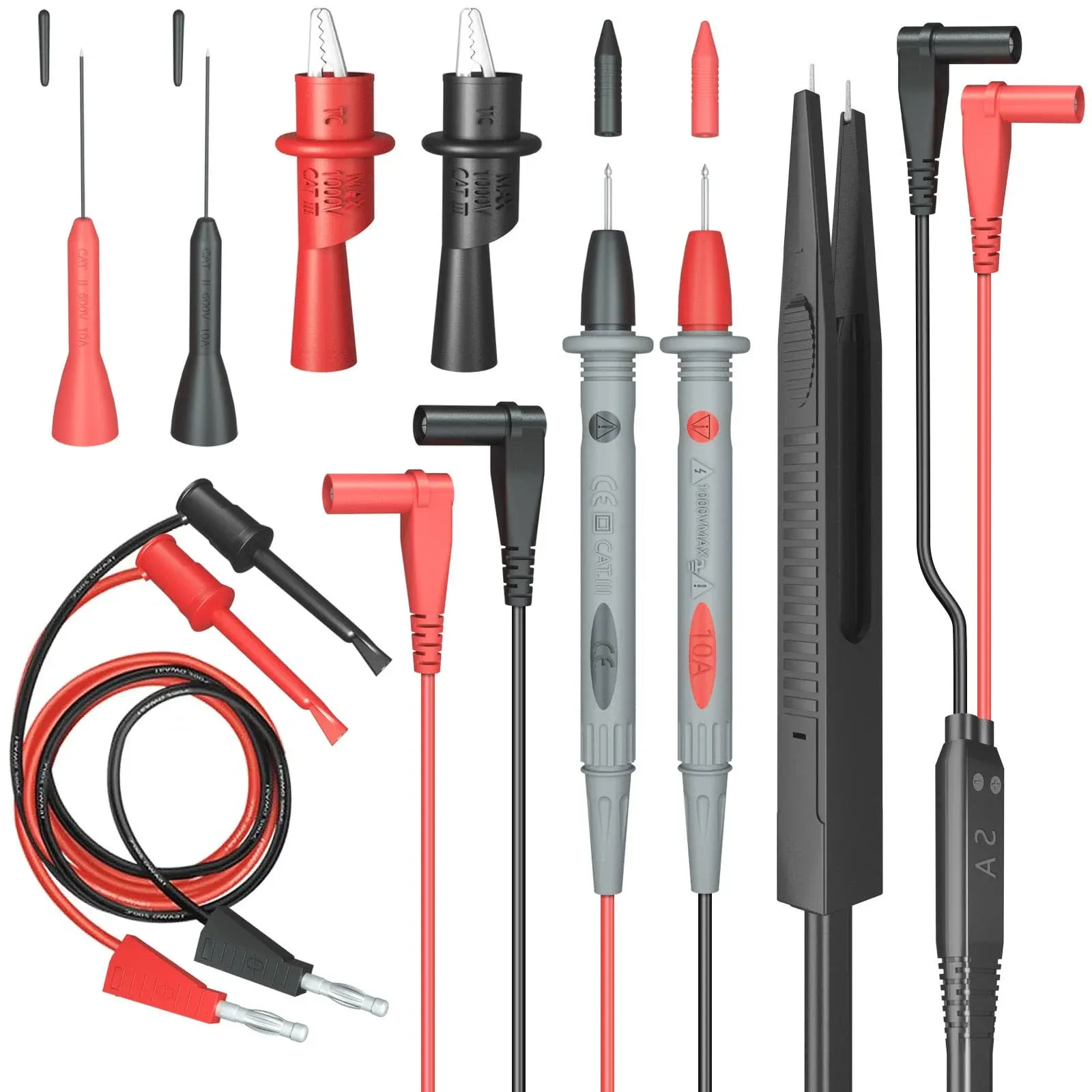 Electrical Multimeter Test Leads Set with Alligator Clips Test Hook Test Probes ...