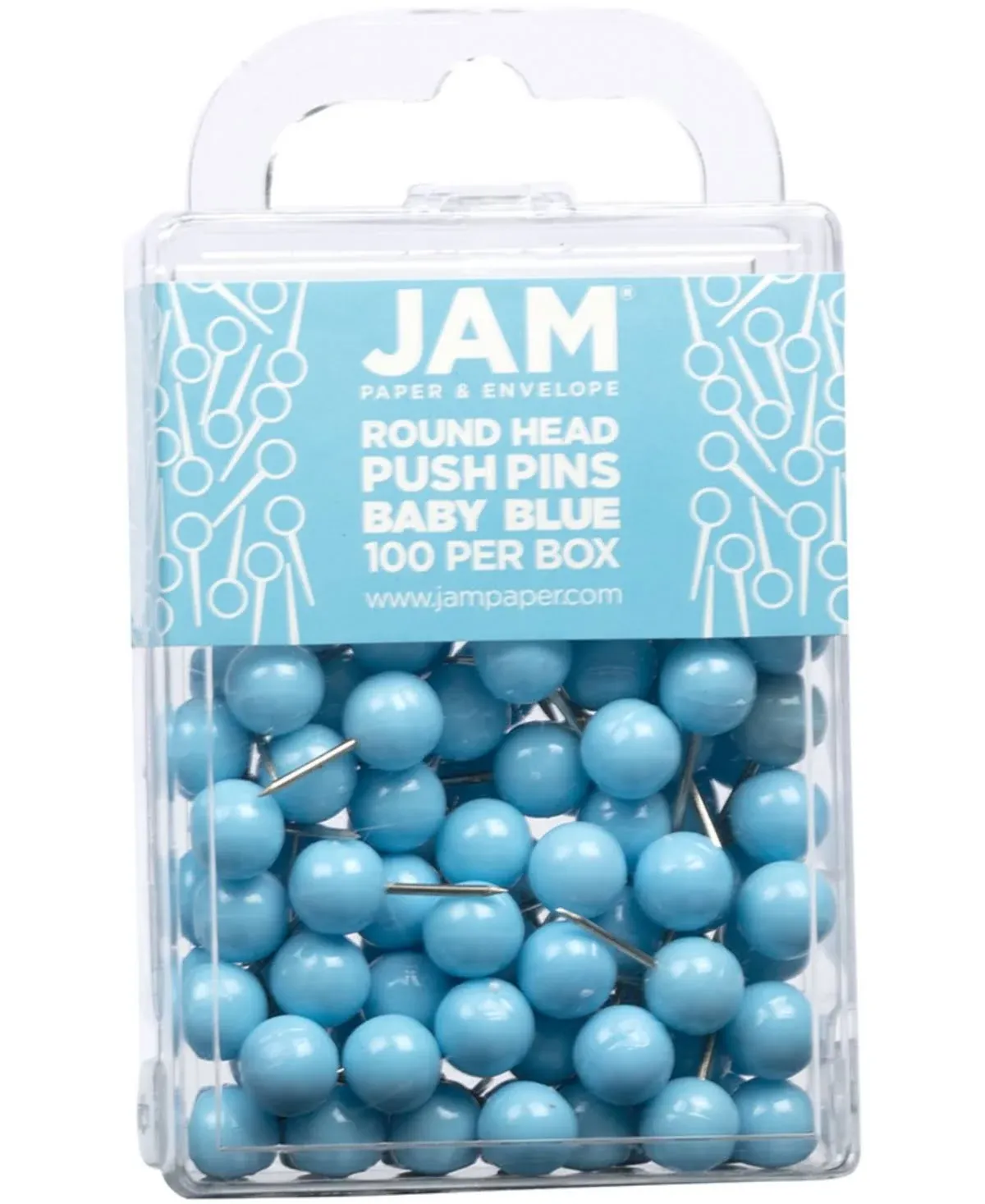 Jam Paper Colorful Push Pins - Round Head Map Thumb Tacks - Baby Blue Pushpins ...