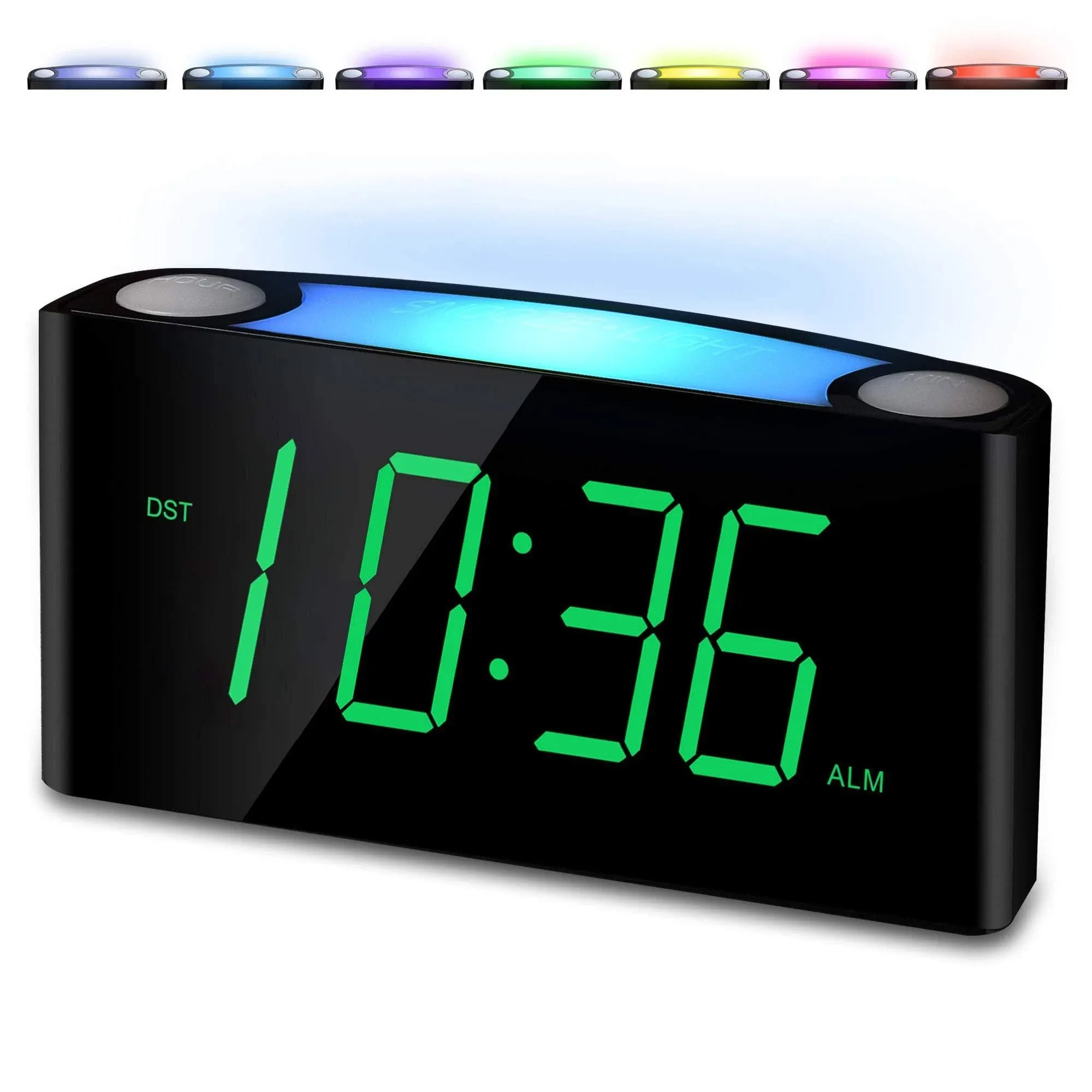 Alarm Clock for Bedroom, 7.5" Large Display LED Digital Clock with 7 Color Night ...