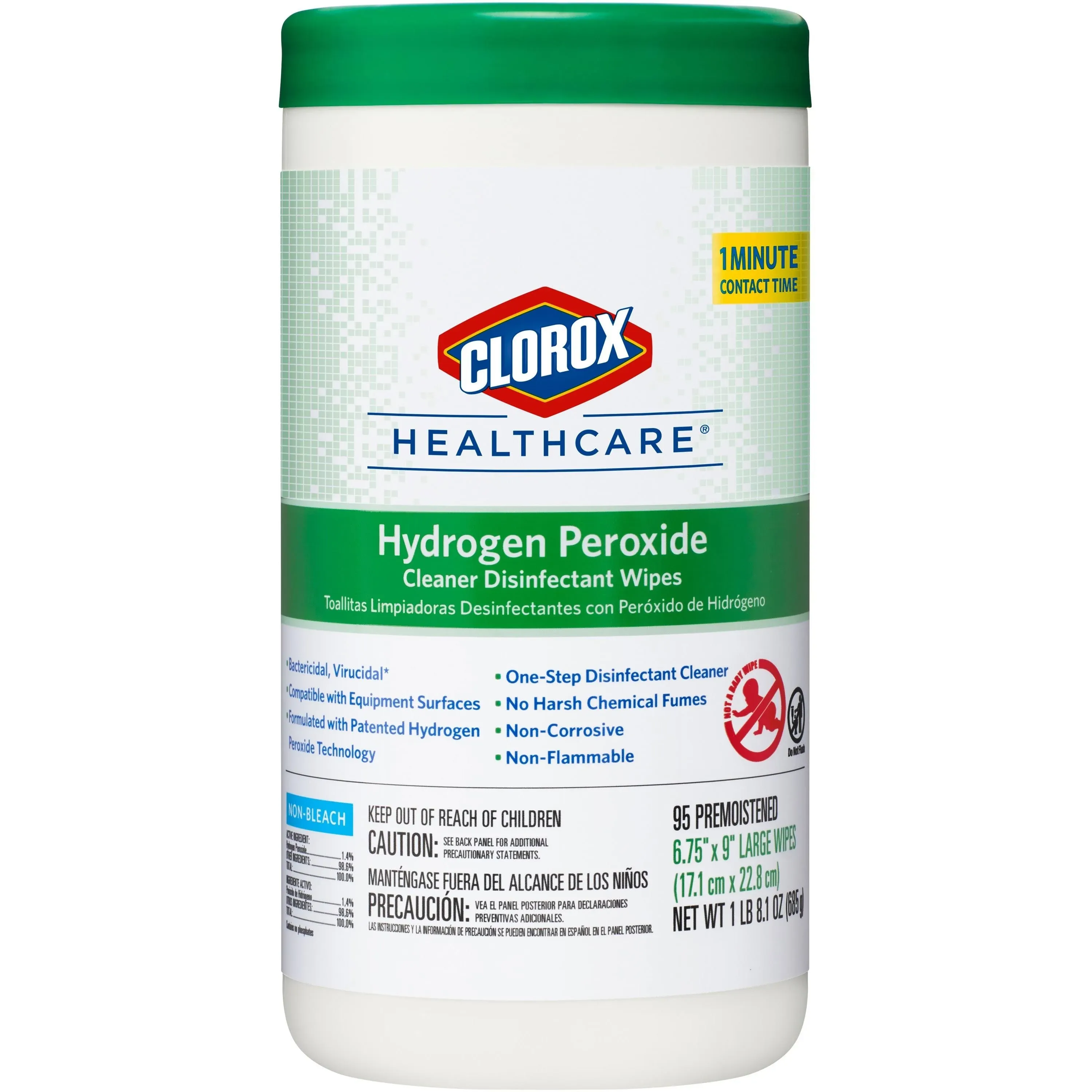 CloroxPro Healthcare Hydrogen Peroxide Cleaner Disinfectant Wipes, Healthcare Cleaning and Industrial Cleaning, Clorox Wipes, 95 Count - 30824