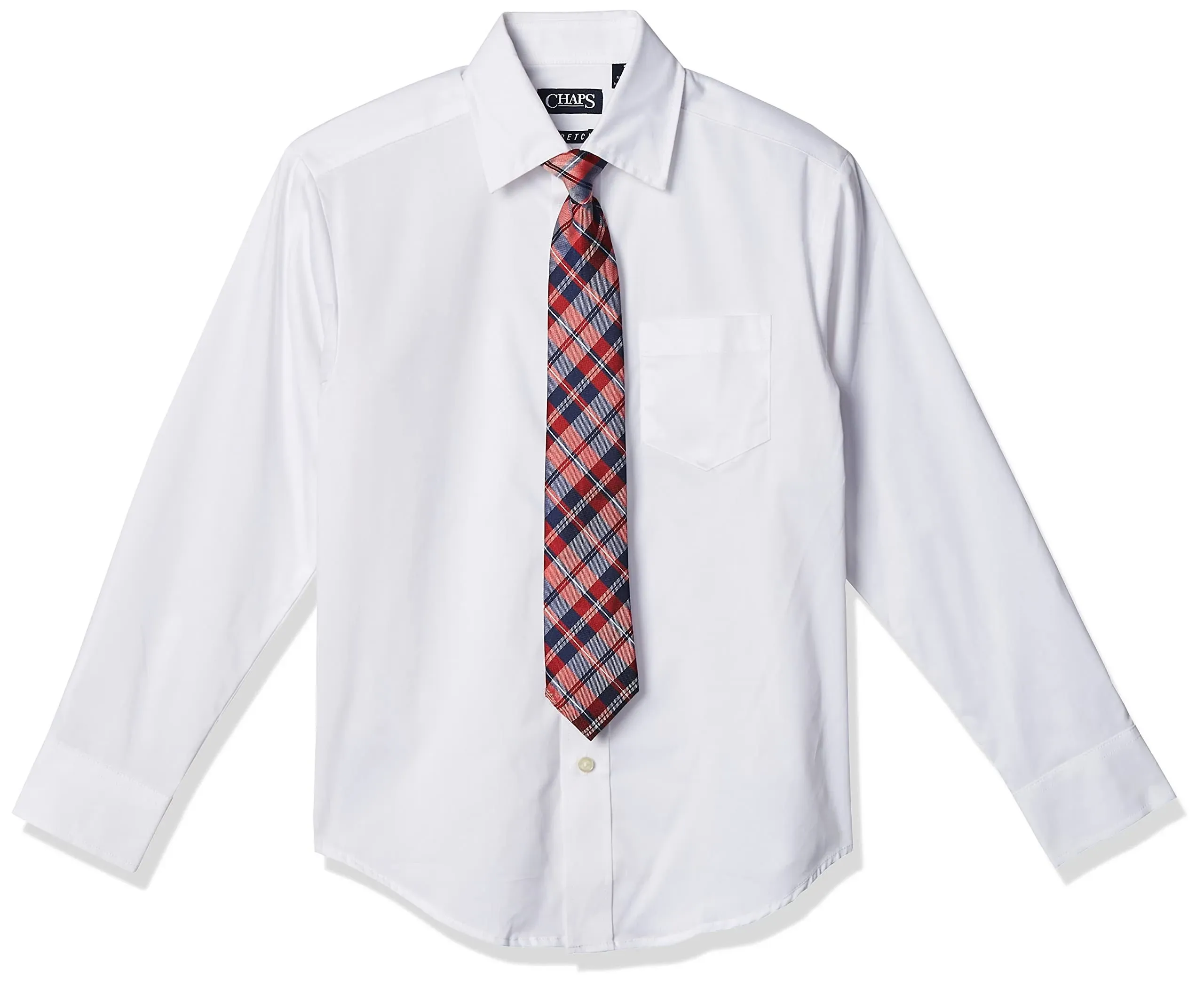 Boys NWT Chaps white long sleeve dress shirt with front pocket in sz. XS 6-7.