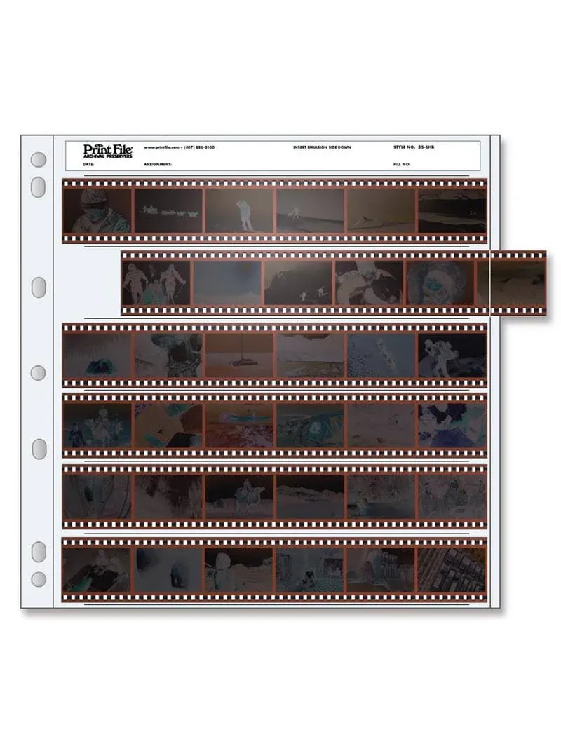 Print File Archival 35mm Size Negative Pages Holds Six Strips of Six Frames Pack ...