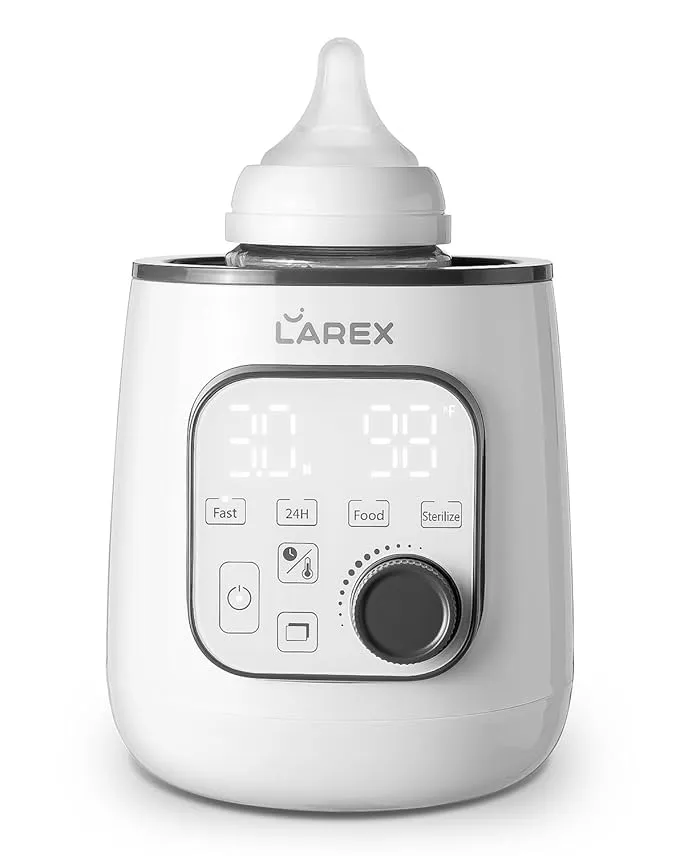 LAREX Fast Bottle Warmer, 10-in-1 Baby Bottle Warmer for Breastmilk or Formula, with Precise Timer, Auto Shut-Off, and Accurate Temperature Control