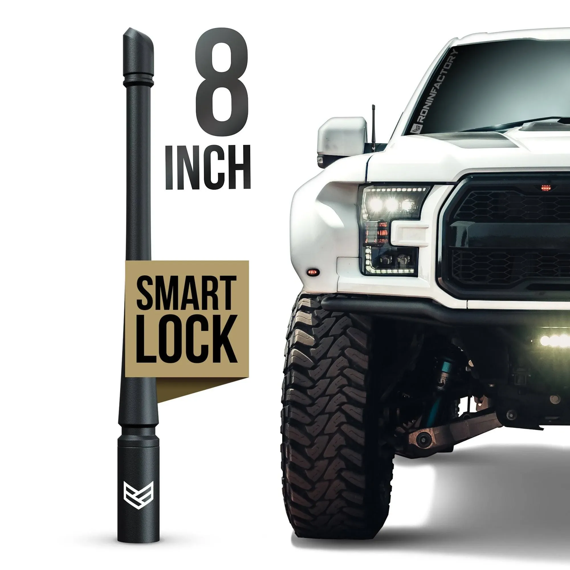 Short Antenna for Ford F150 Bronco Lightning Raptor 8 Inch Flexible TuffLock