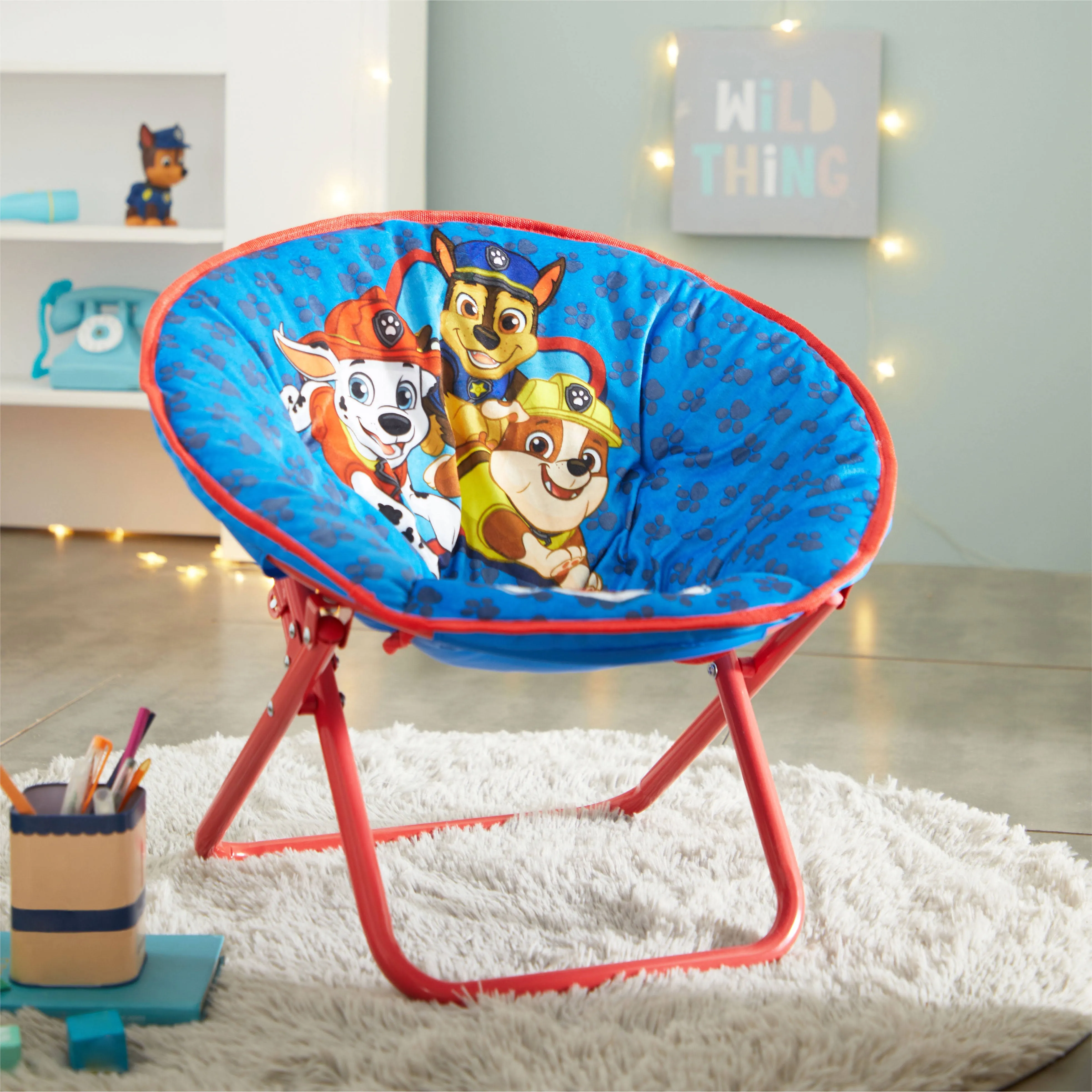 Nickelodeon&#039;s Paw Patrol 19&#034; Toddler Mini Saucer Chair, Blue Polyester