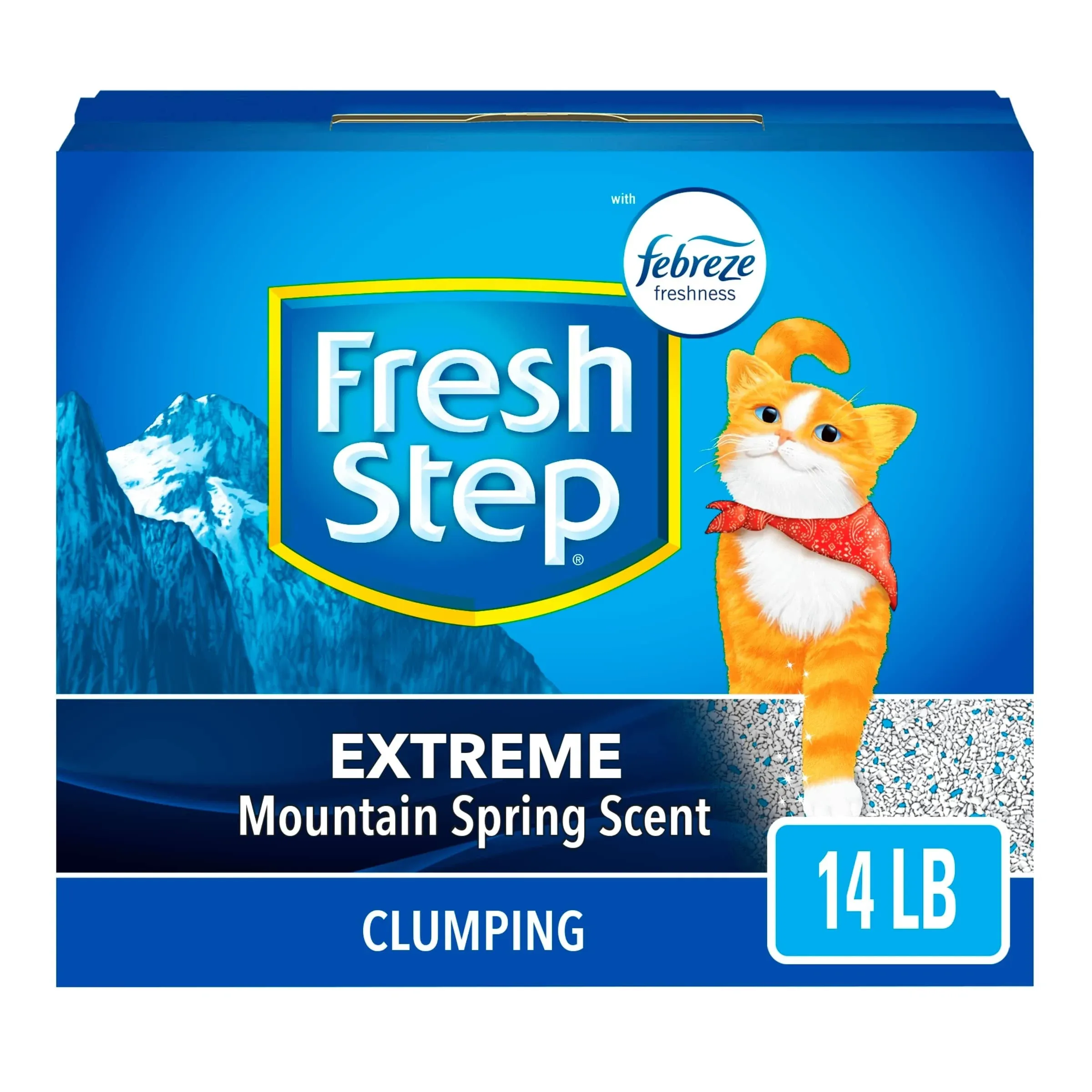 Fresh Step Extreme Scented Litter with Febreze, Clumping, Mountain Spring, 25 Pounds