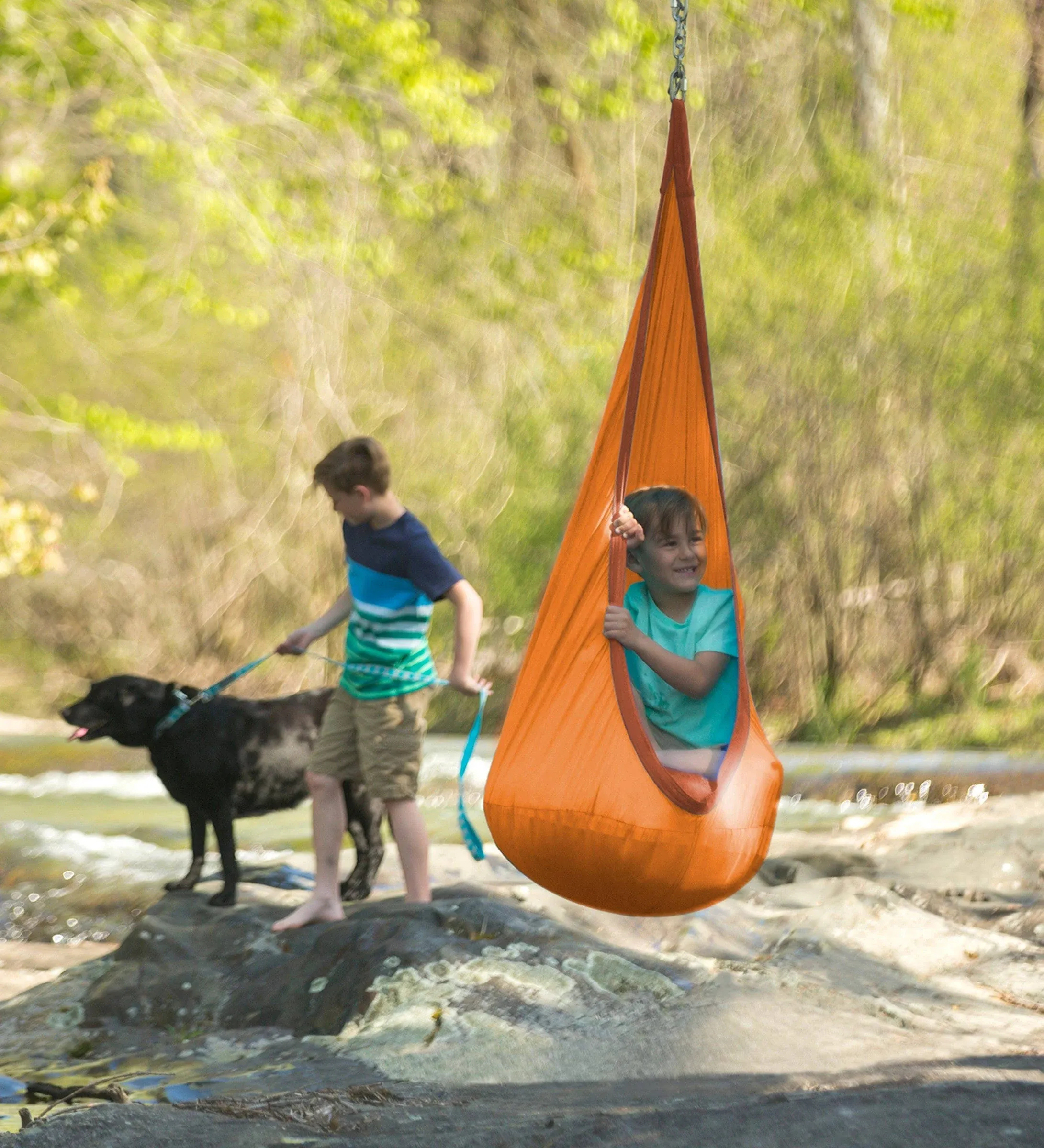 HugglePod Lite Indoor Outdoor Hanging Hammock Chair, Durable Lightweight Nylon with Reinforced Hanging Strap, Max Weight 175 LBS, 64 H x 24 W - Green