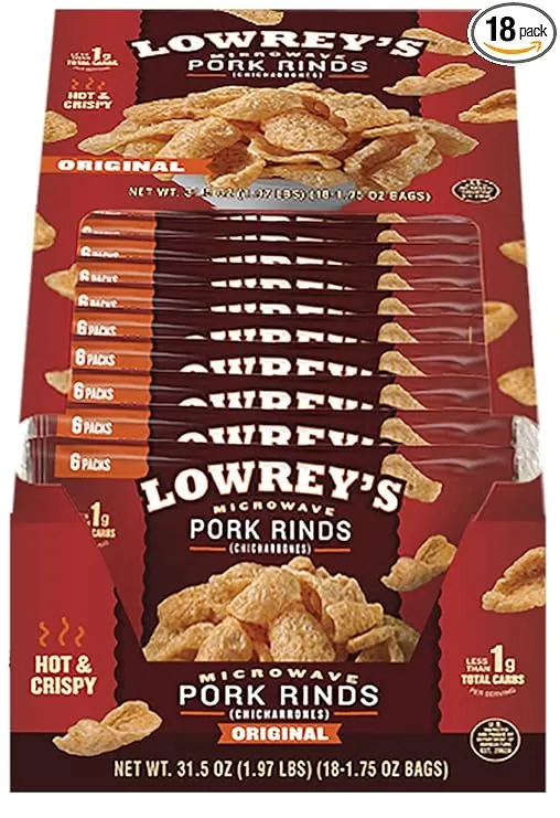 Lowrey's Bacon Curls Microwave Pork Rinds (18-Pack) Flavor: Hot & Spicy