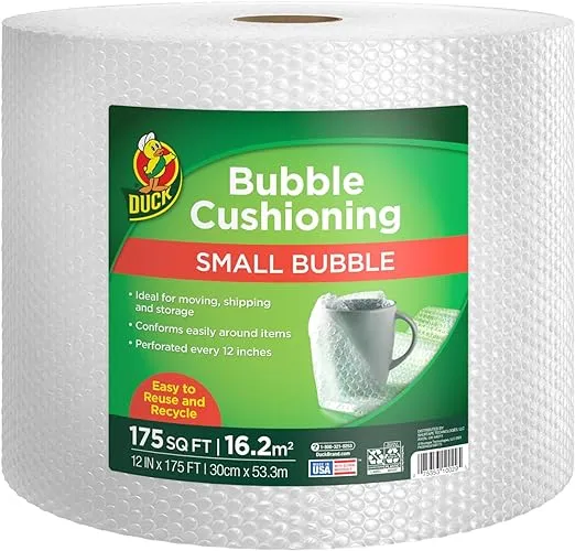 Duck Brand Bubble Wrap Roll, Original Bubble Cushioning Wrap for Packing, Shipping, Mailing, and Moving, Perforated Every 12", 12" x 175' (286891)