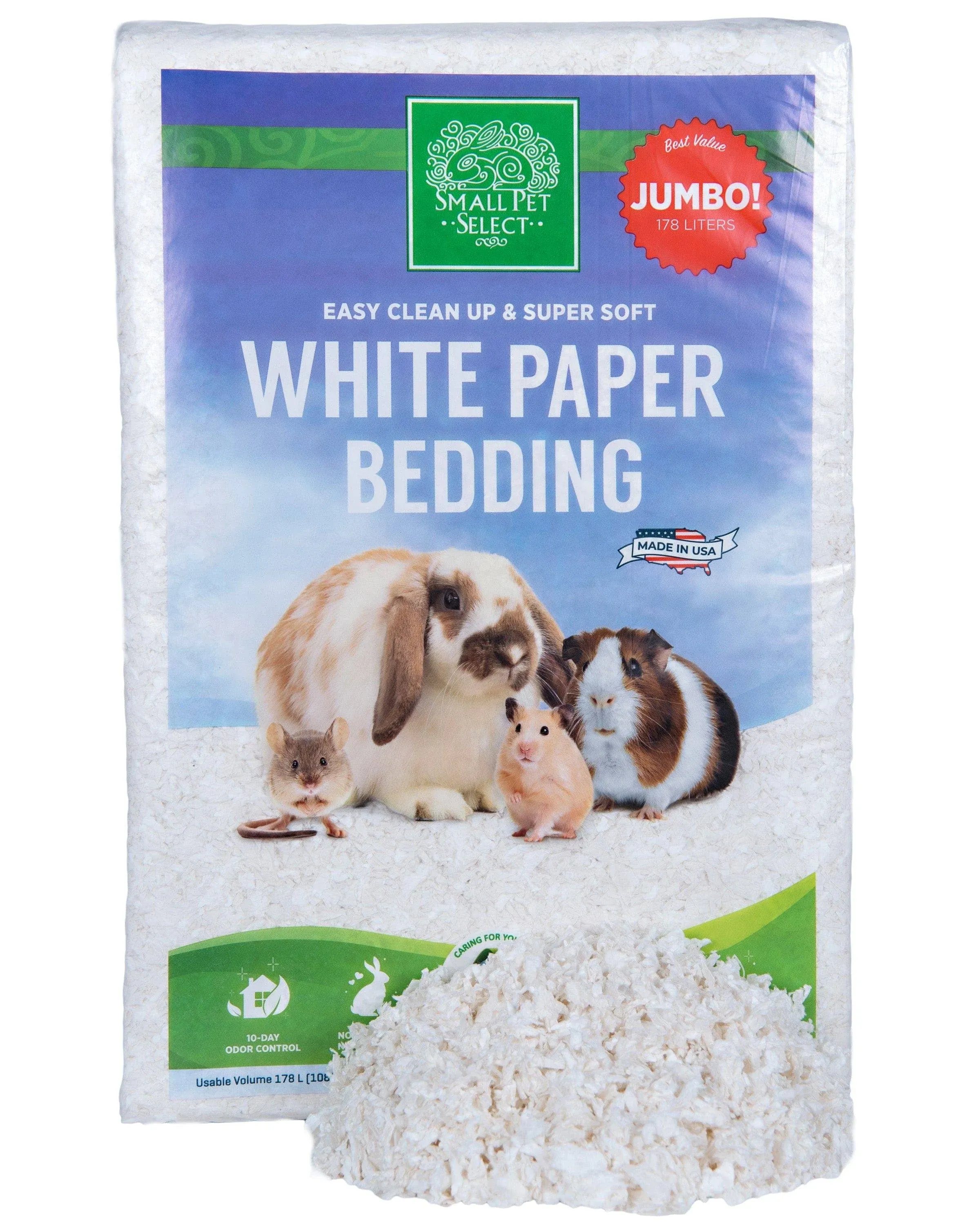 Small Pet Select Unbleached White Paper Bedding, 178L