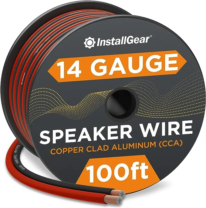 InstallGear 14 Gauge AWG 100ft Speaker Wire Cable - Red/Black