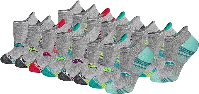 Saucony Women's RunDry Performance Heel Tab Athletic Socks, Available in S-L (8, 16, 24 Pairs)