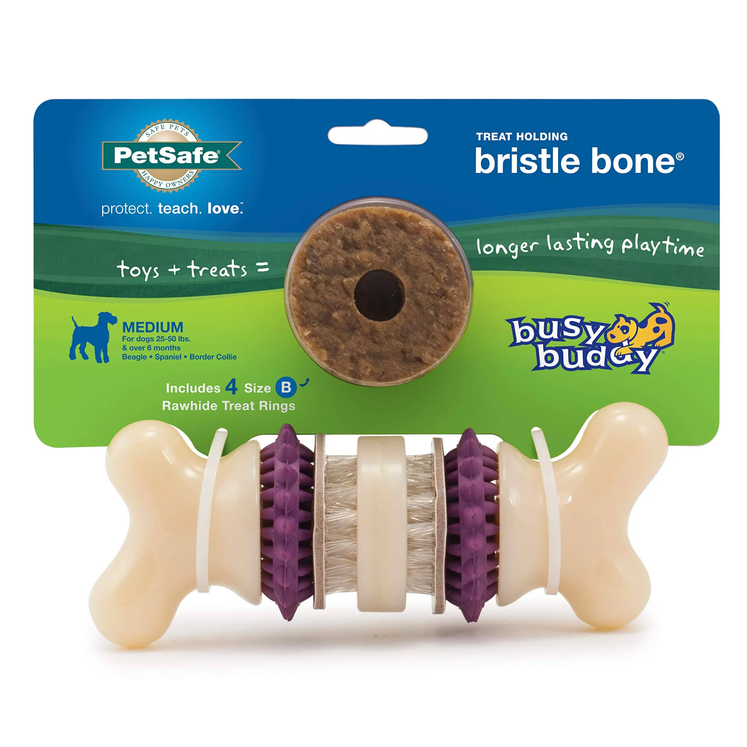 Busy Buddy Bristle Bone Chew Toy Multi-Color Medium