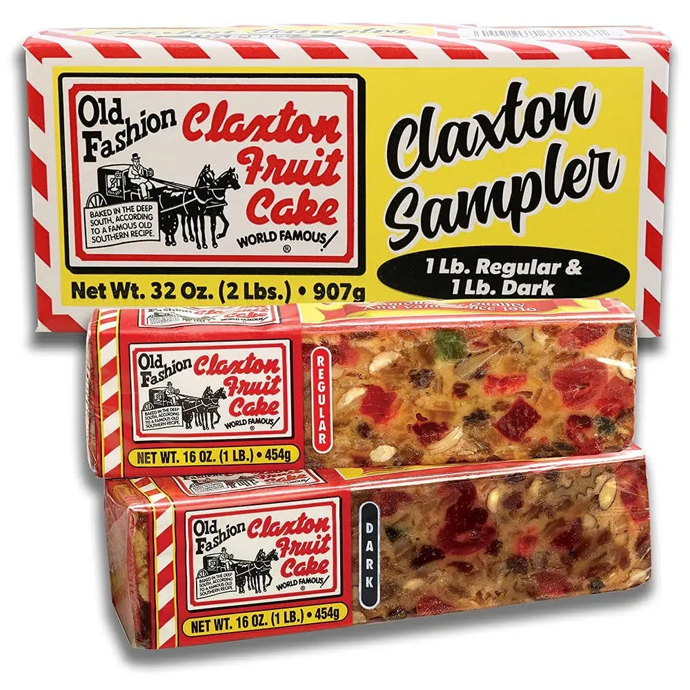 Claxton Fruit Cake Regular-Dark Sampler-Packed in New Claxton Gift Carton