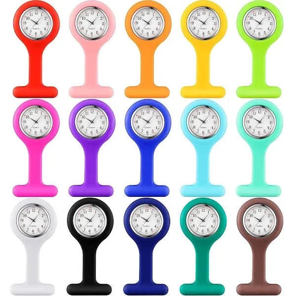 Kenning 15 Pcs Silicone Nurses Watch Lapel Clip on Watches Stethoscope Nurse ...