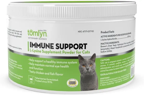 Tomlyn Immune Support Daily L-Lysine Supplement, Fish-Flavored Lysine Powder for Cats and Kittens, 3.5oz