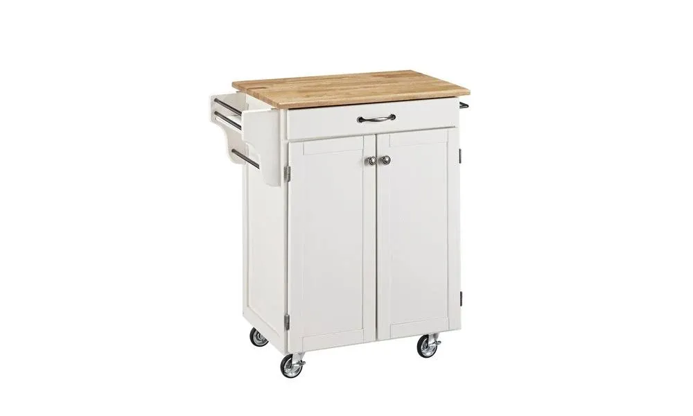 Homestyles Cuisine Cart Natural Wood/White Kitchen Cart