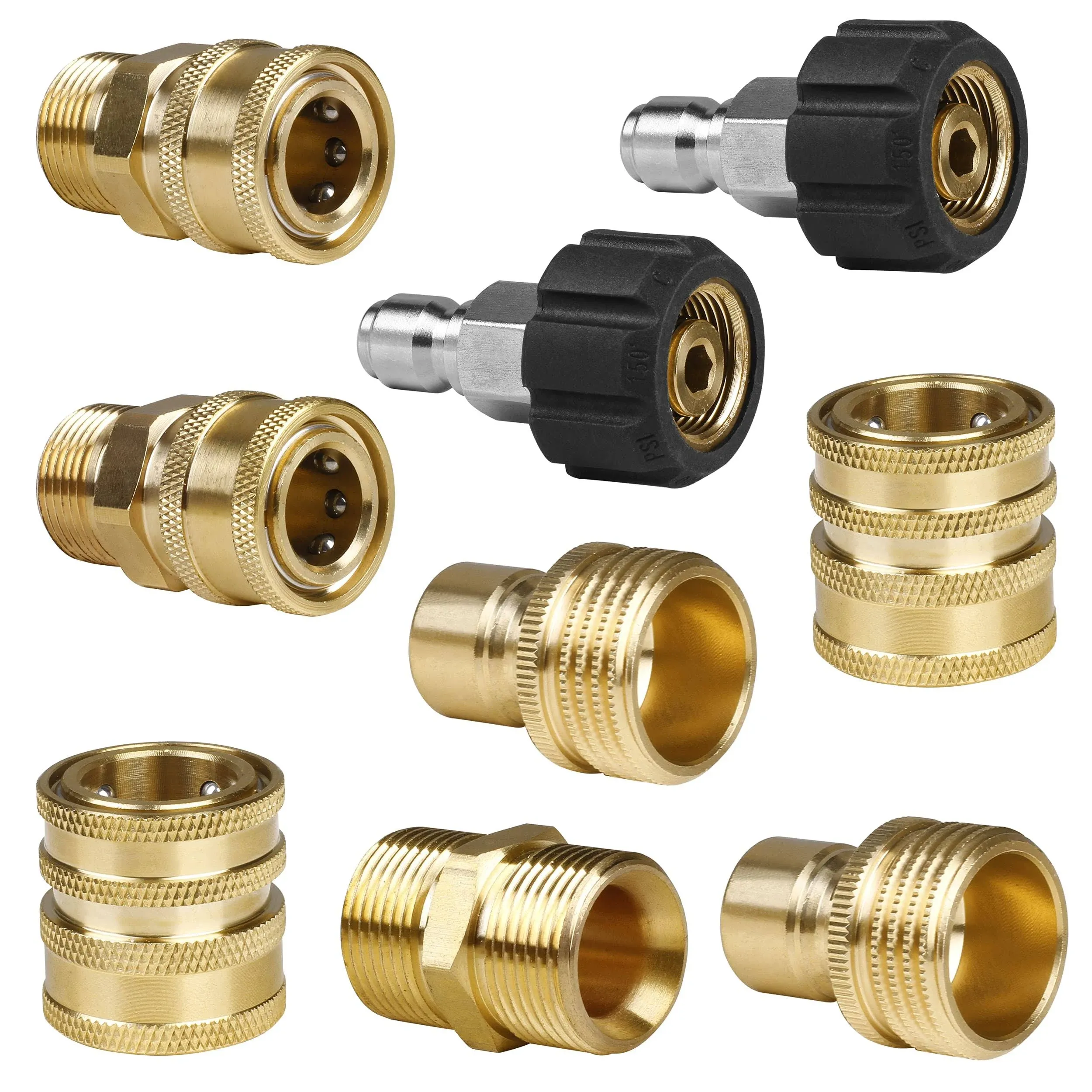 Pressure Washer Quick Connect Kit - M22 Swivel to 3/8" Quick Connect and 3/4" Quick Release for Power Washer Fittings