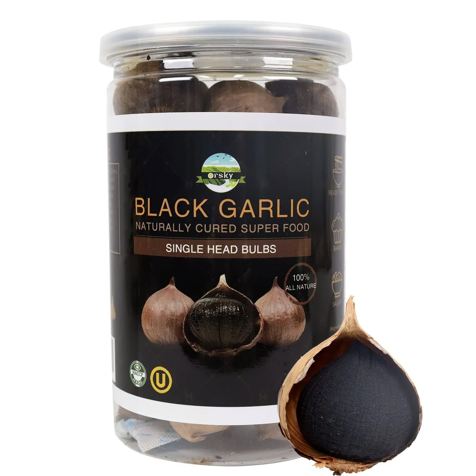 ORSKY Black Garlic 8.82 oz (250g.), Whole Black Garlic Fermented for 90 Days ...