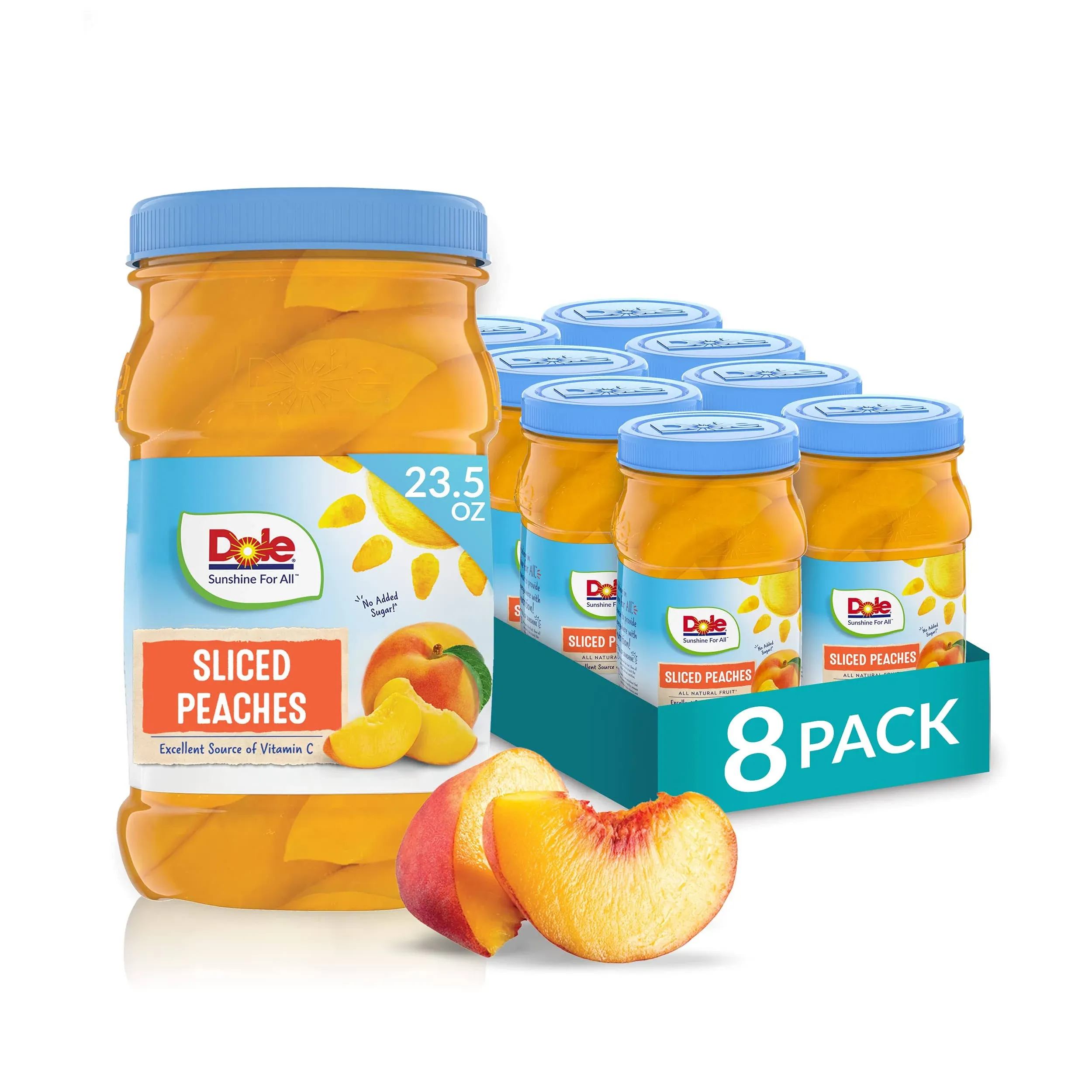 (8 Pack) Dole Yellow Cling Sliced Peaches in 100% Fruit Juice, 23.5 oz